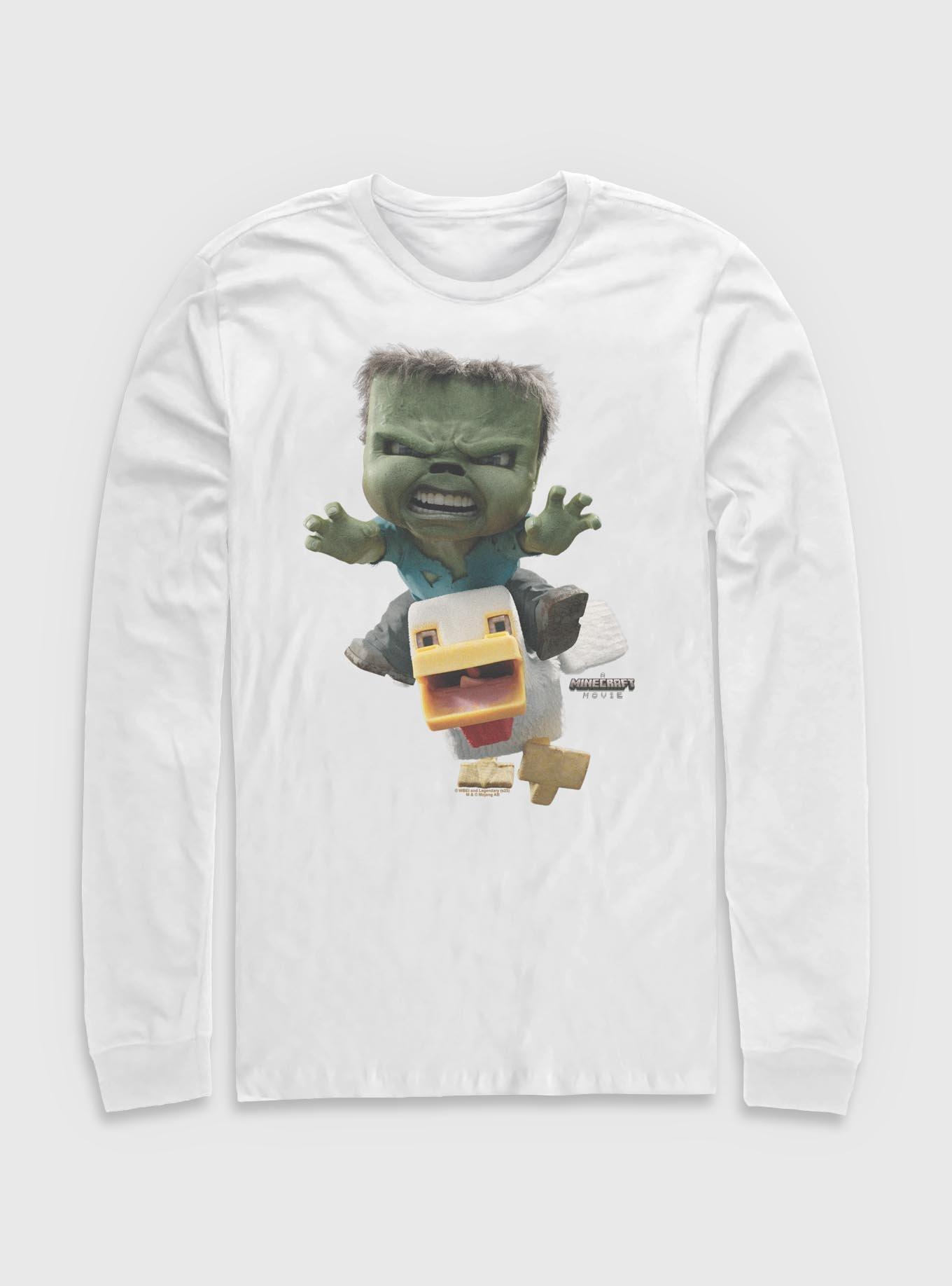 A Minecraft Movie Chicken Jockey Long Sleeve T-Shirt, WHITE, hi-res