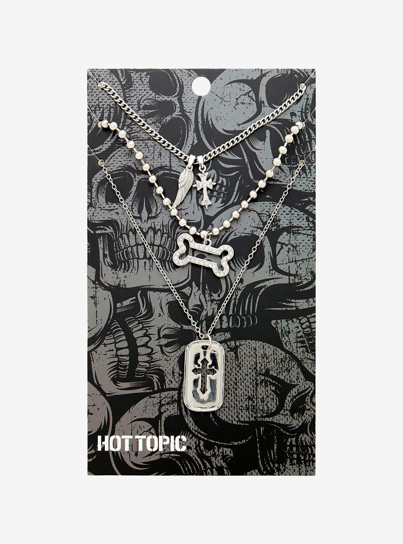 Dog Bone Cross Necklace Set, , hi-res