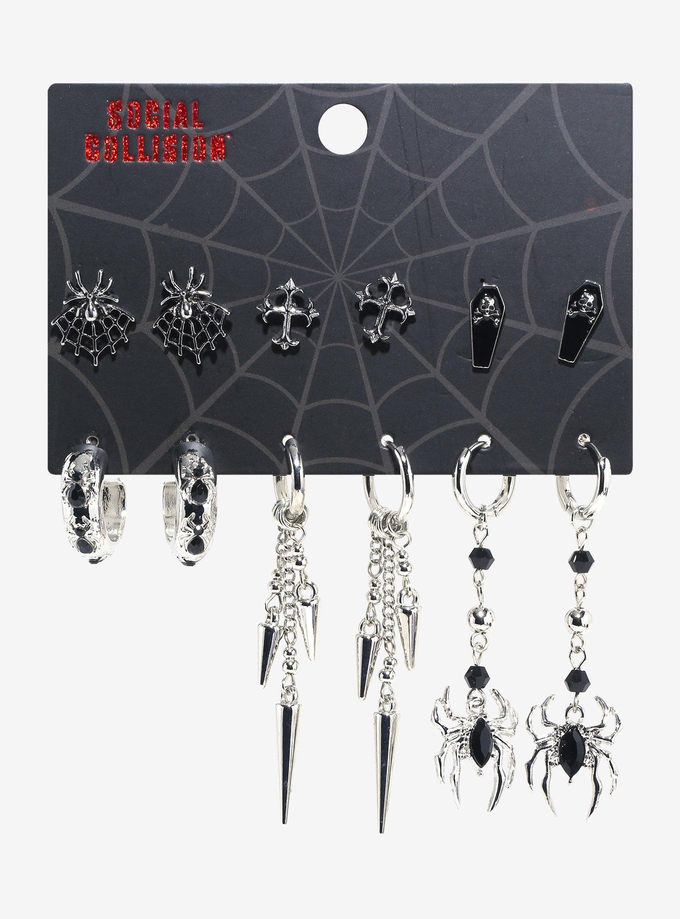 Social Collision Spider Spike Earring Set, , hi-res