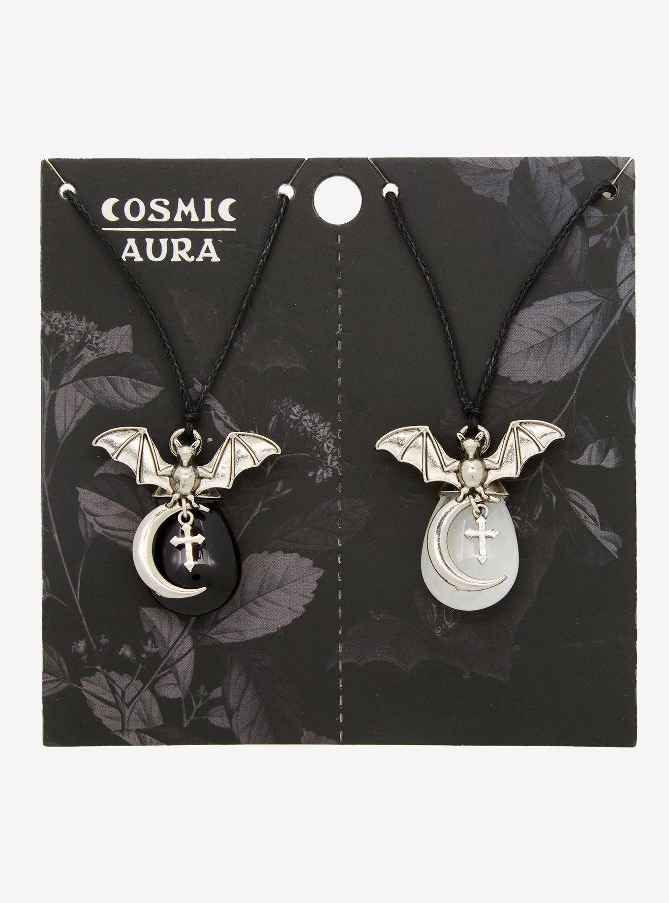 Cosmic Aura Bat Moon Stone Best Friend Cord Necklace Set, , hi-res