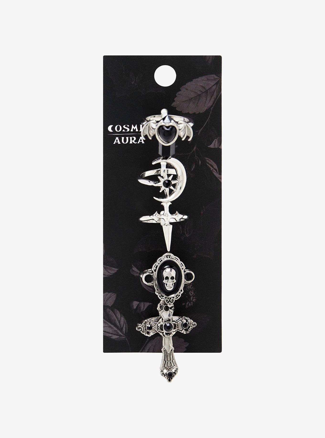 Cosmic Aura Cross Skull Portrait Ring Set, , hi-res