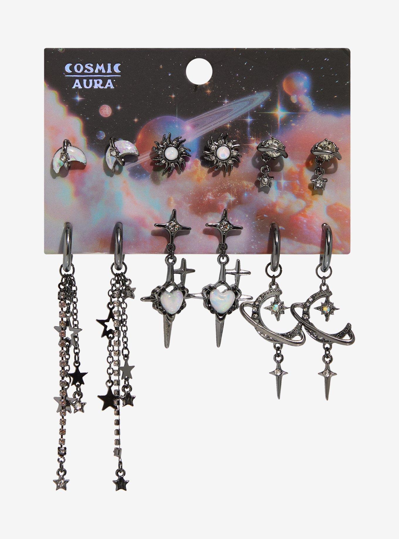 Cosmic Aura Star Planet Pearlescent Earring Set, , hi-res