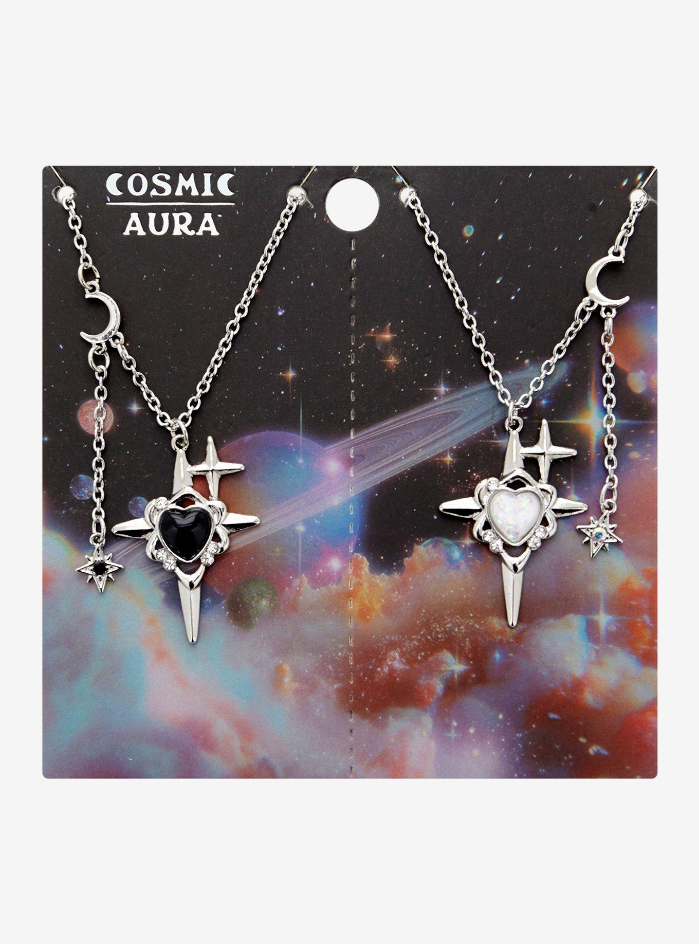 Cosmic Aura Black & White Star Charm Best Friend Necklace Set, , hi-res