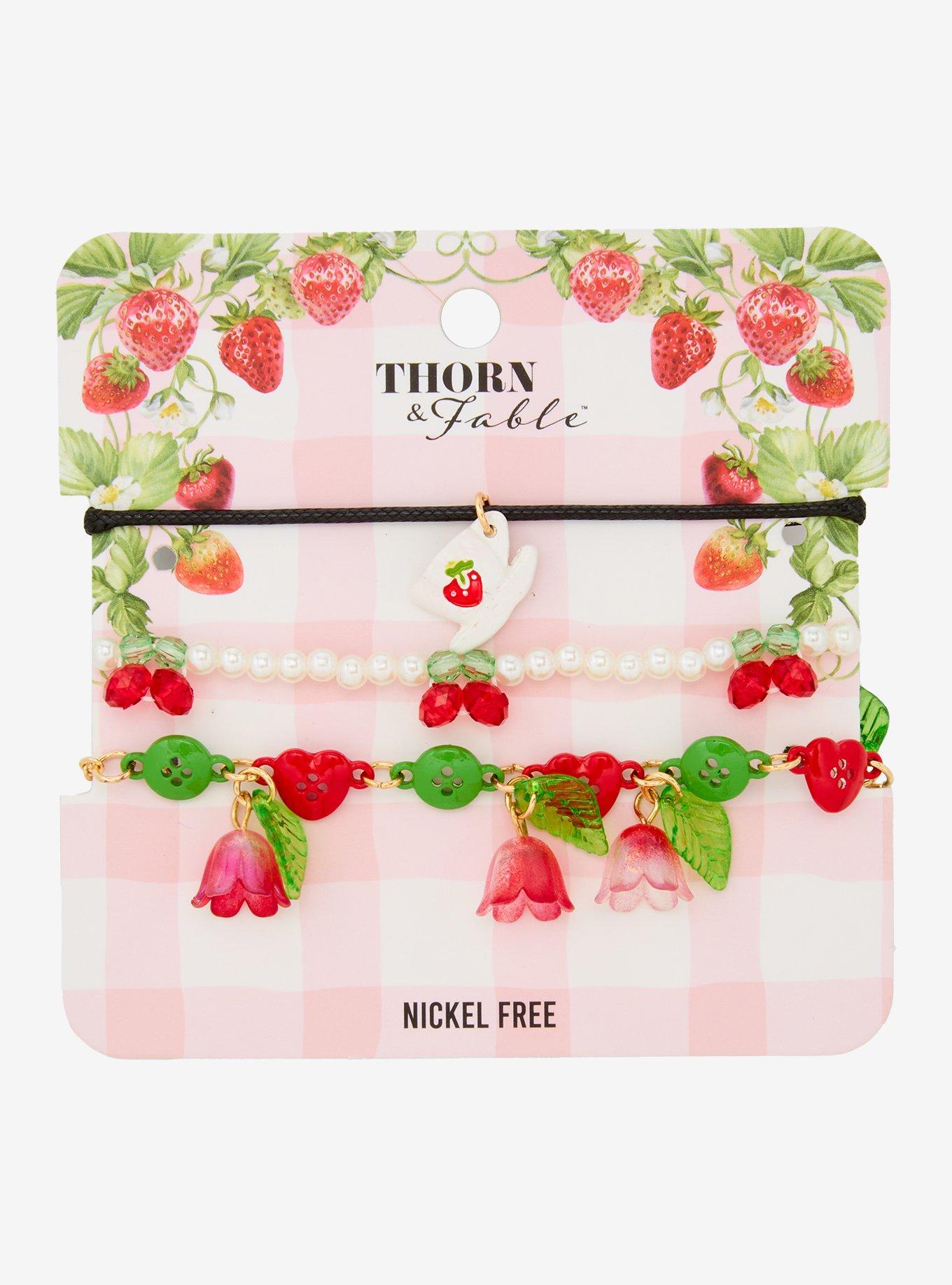 Thorn & Fable Strawberry Teacup Bracelet Set, , hi-res