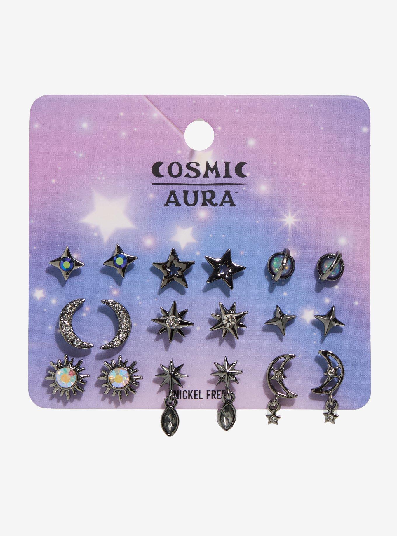 Cosmic Aura Dark Star Celestial Stud Earring Set, , hi-res