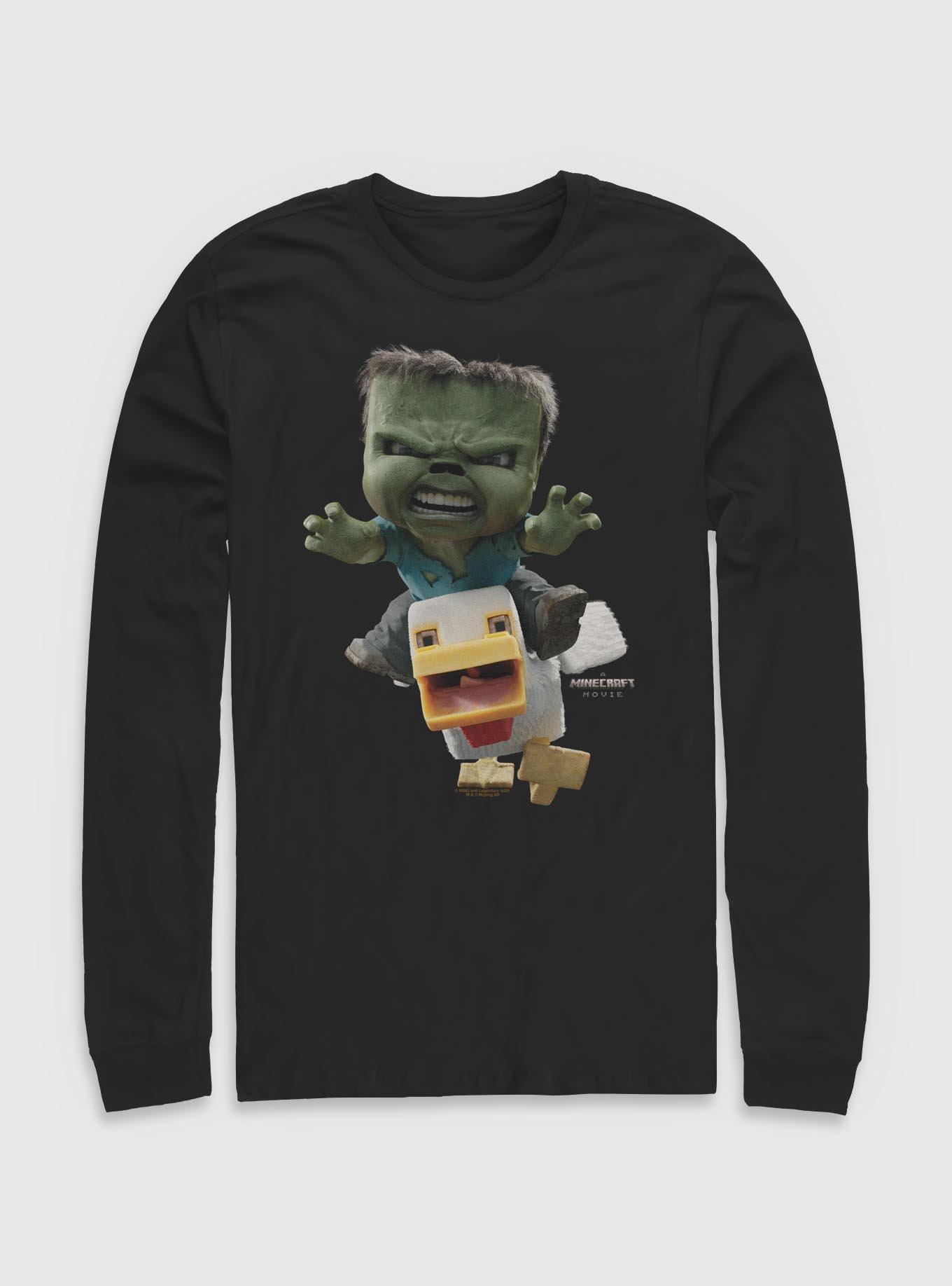 A Minecraft Movie Chicken Jockey Long Sleeve T-Shirt,New Products : American Fashion Style Bags On Sale