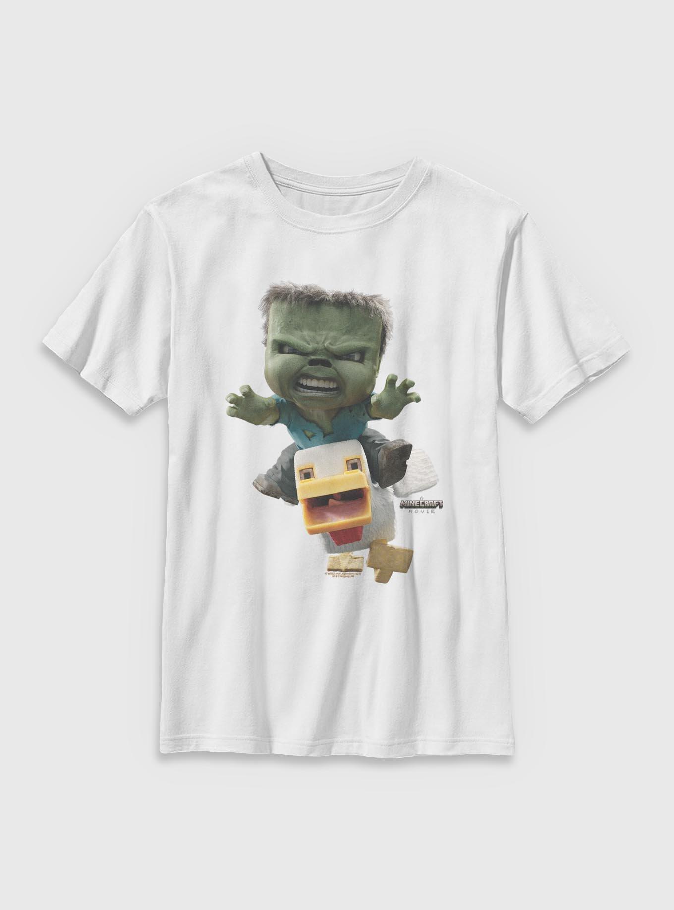 A Minecraft Movie Chicken Jockey Youth T-Shirt, WHITE, hi-res