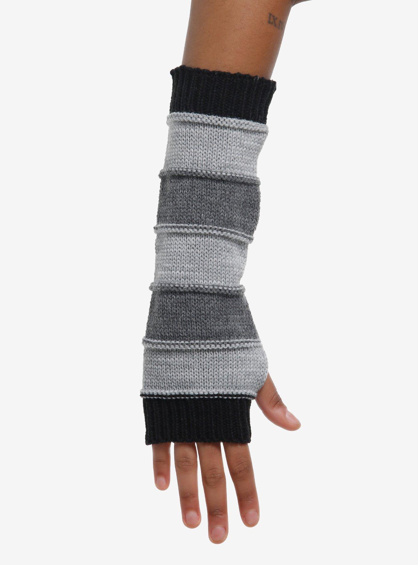 Grey & Black Layered Arm Warmers, , hi-res
