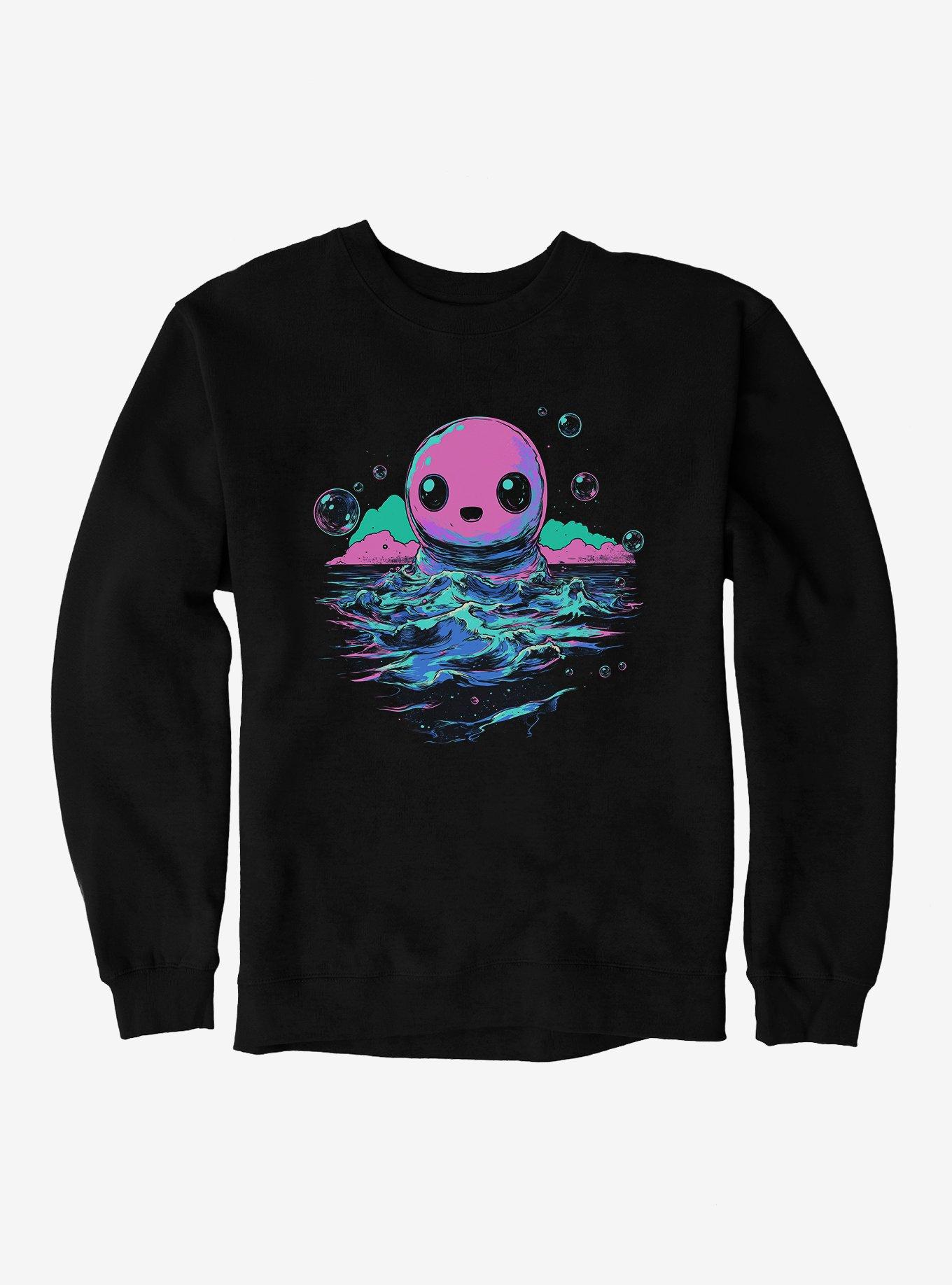 Sea Bubble Monster Sweatshirt, BLACK, hi-res