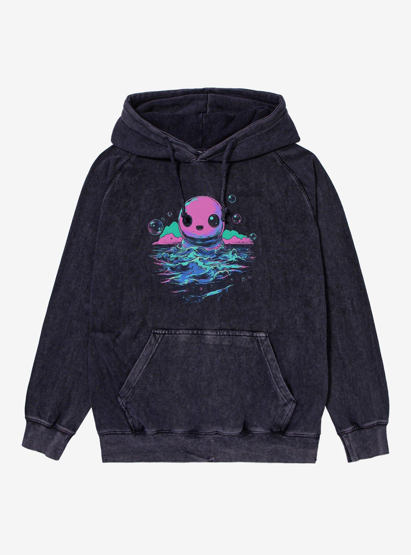 Sea Bubble Monster Mineral Wash Hoodie, VINTAGE BLACK, hi-res