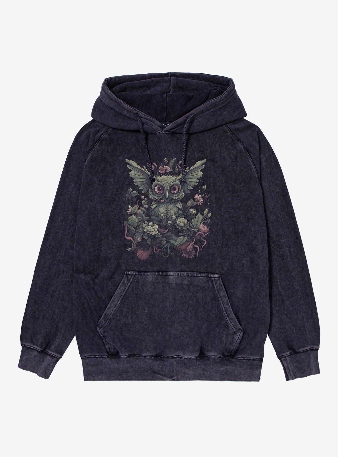 Floral Night Owl Mineral Wash Hoodie, VINTAGE BLACK, hi-res
