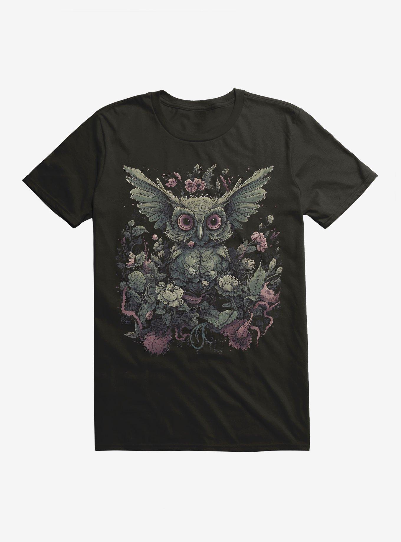 Floral Night Owl T-Shirt, BLACK, hi-res