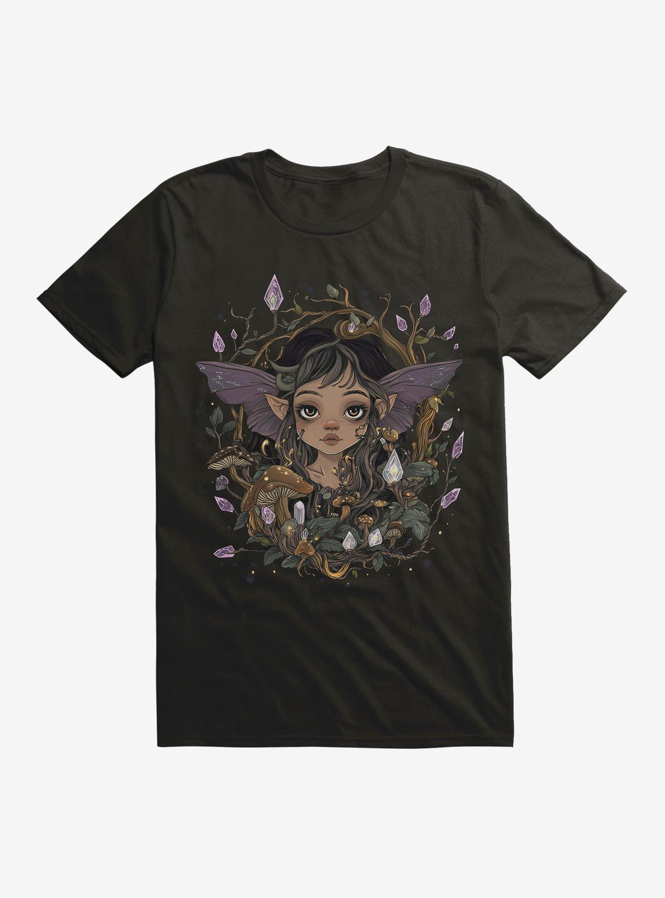 Dark Fairy Crystal Blossoms T-Shirt, BLACK, hi-res