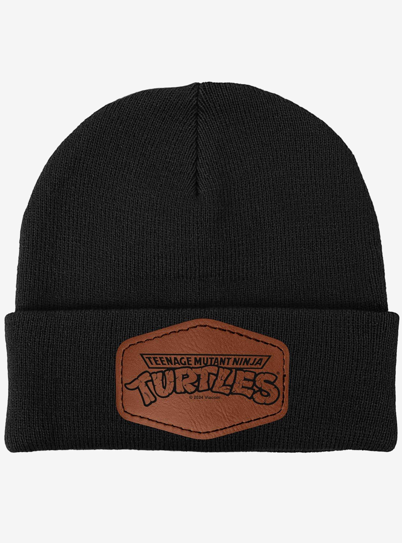 Teenage Mutant Ninja Turtles Monochromatic Logo Leather Patch Knit Beanie, , hi-res