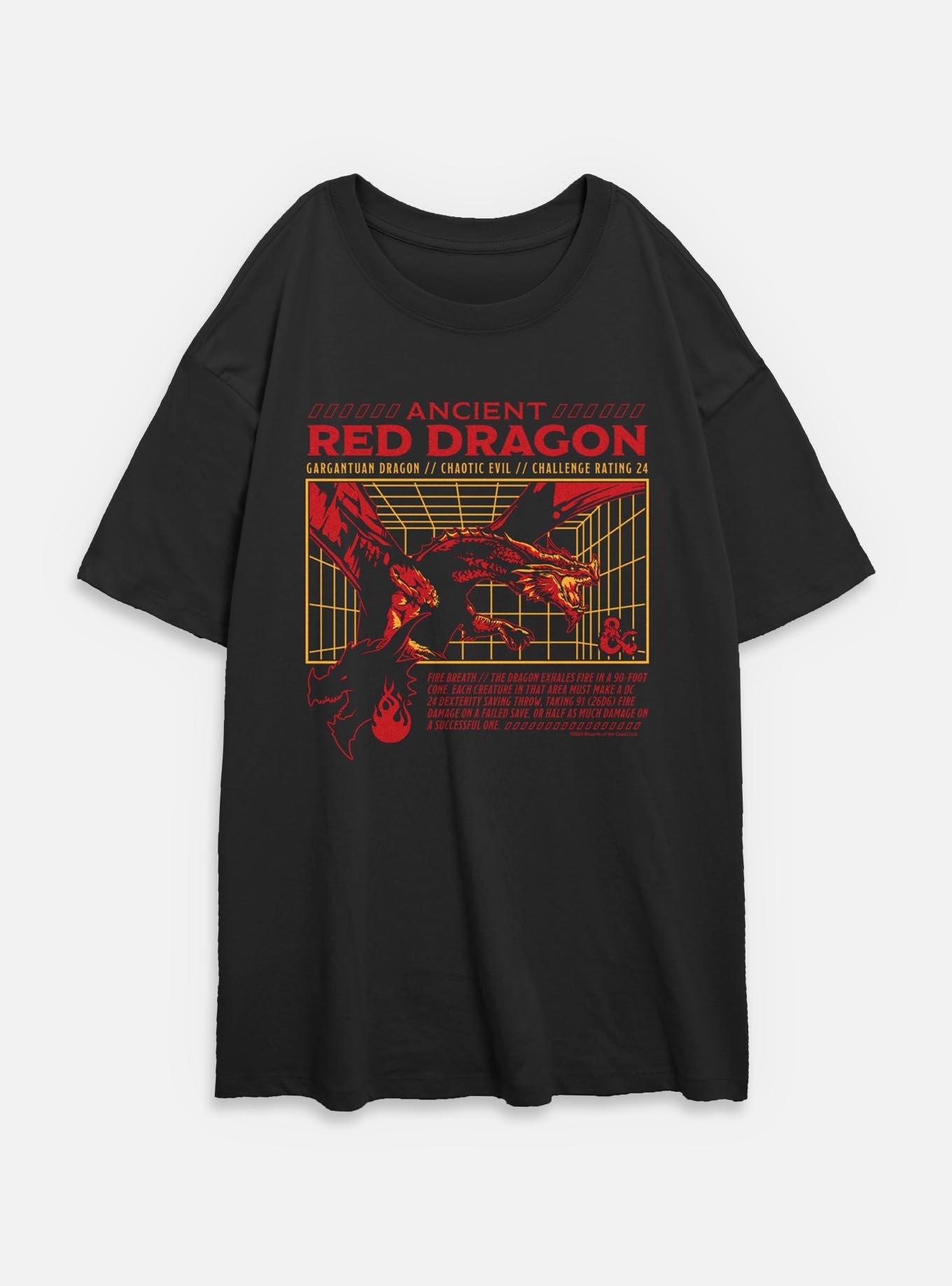 Dungeons & Dragons Ancient Red Dragon Stats Womens Oversized T-Shirt, , hi-res