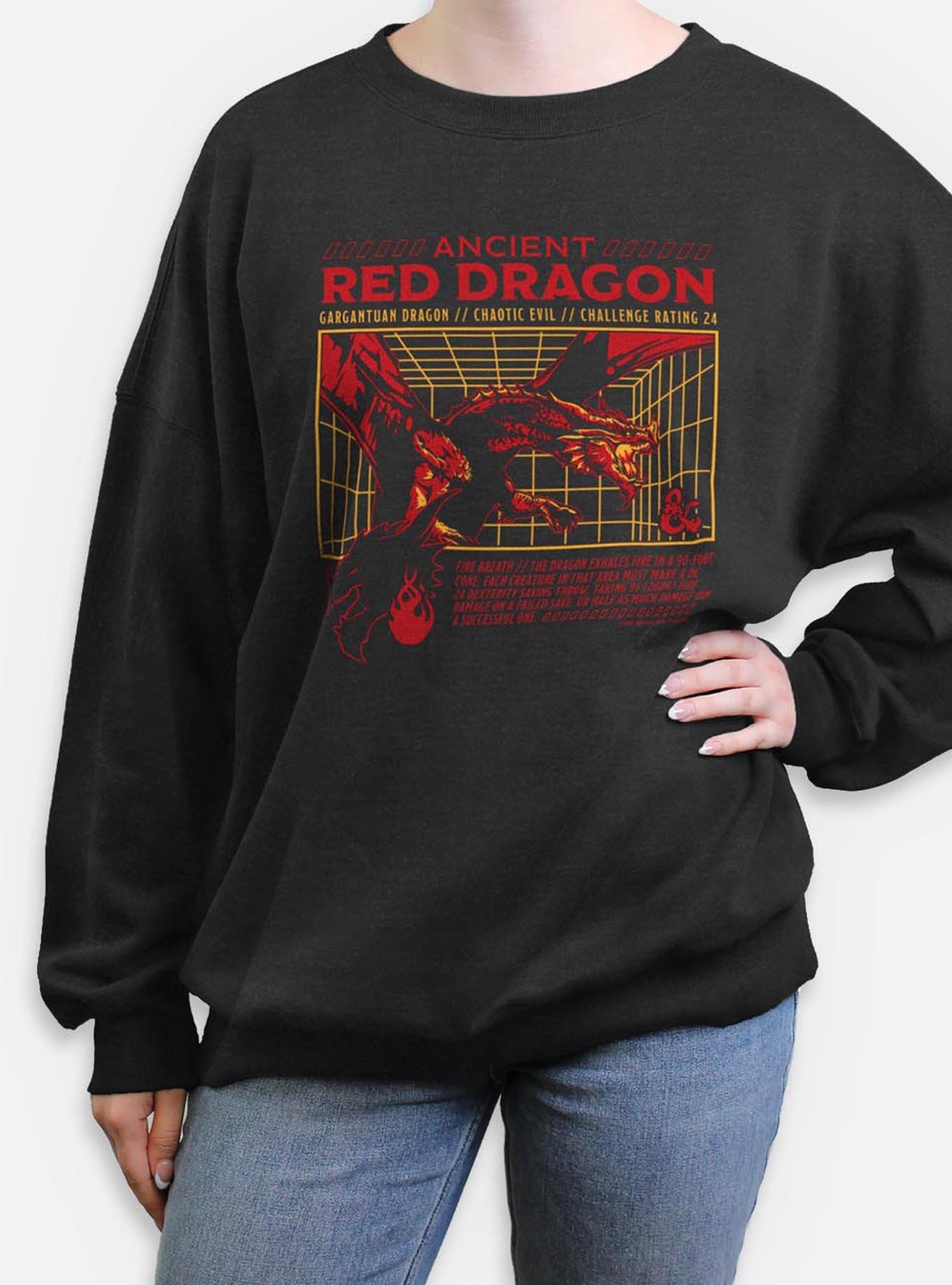 Dungeons & Dragons Ancient Red Dragon Stats Womens Oversized Sweatshirt, , hi-res