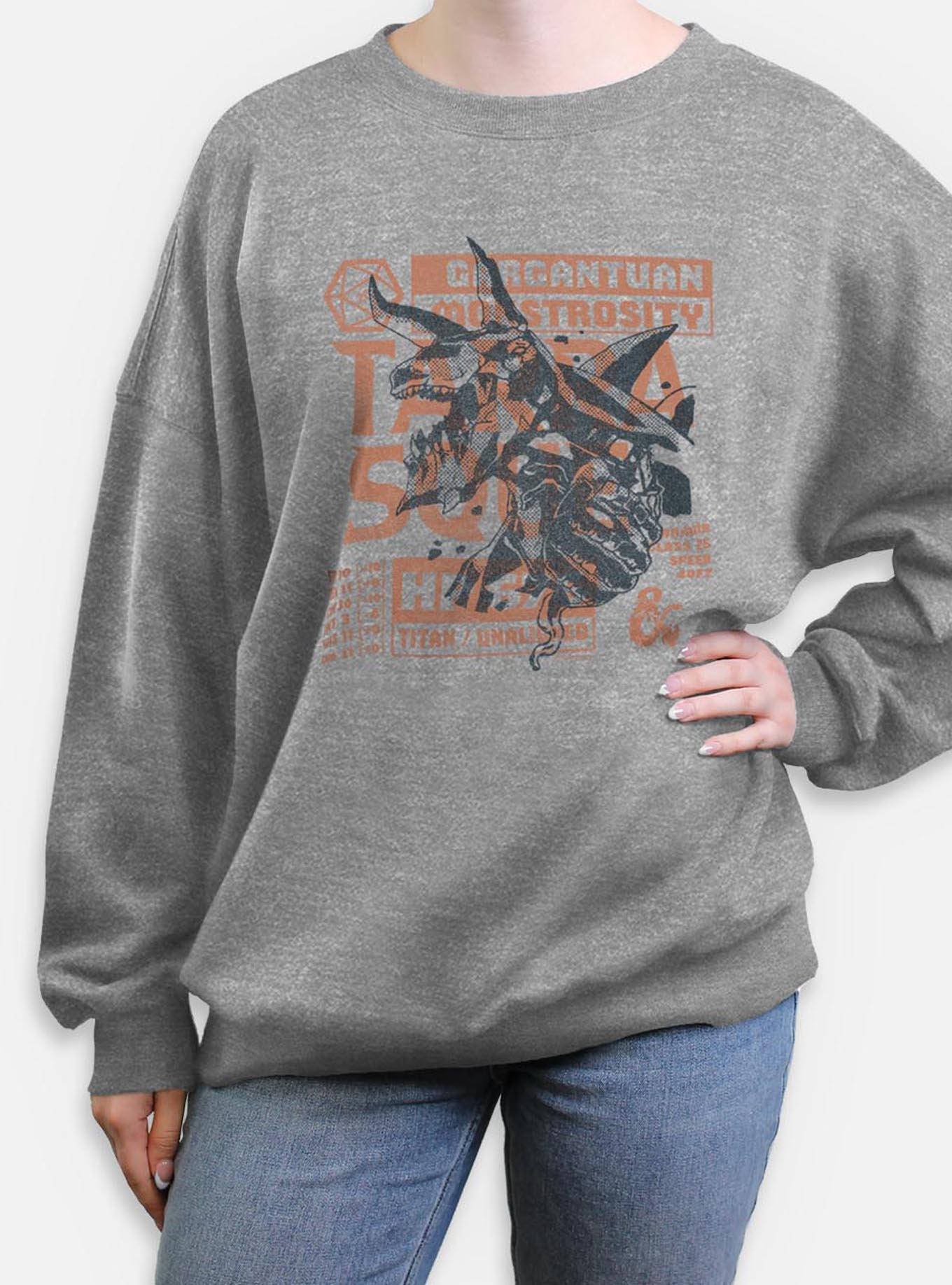 Dungeons & Dragons Terrasque And Stats Womens Oversized Sweatshirt, , hi-res