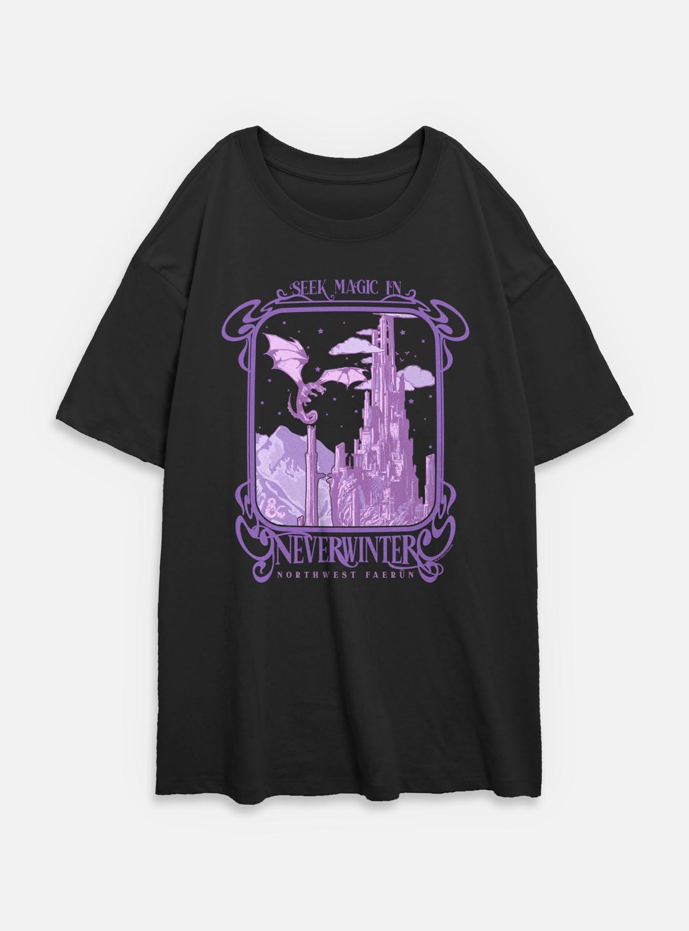 Dungeons & Dragons Seek Magic In Neverwinter Womens Oversized T-Shirt, BLACK, hi-res