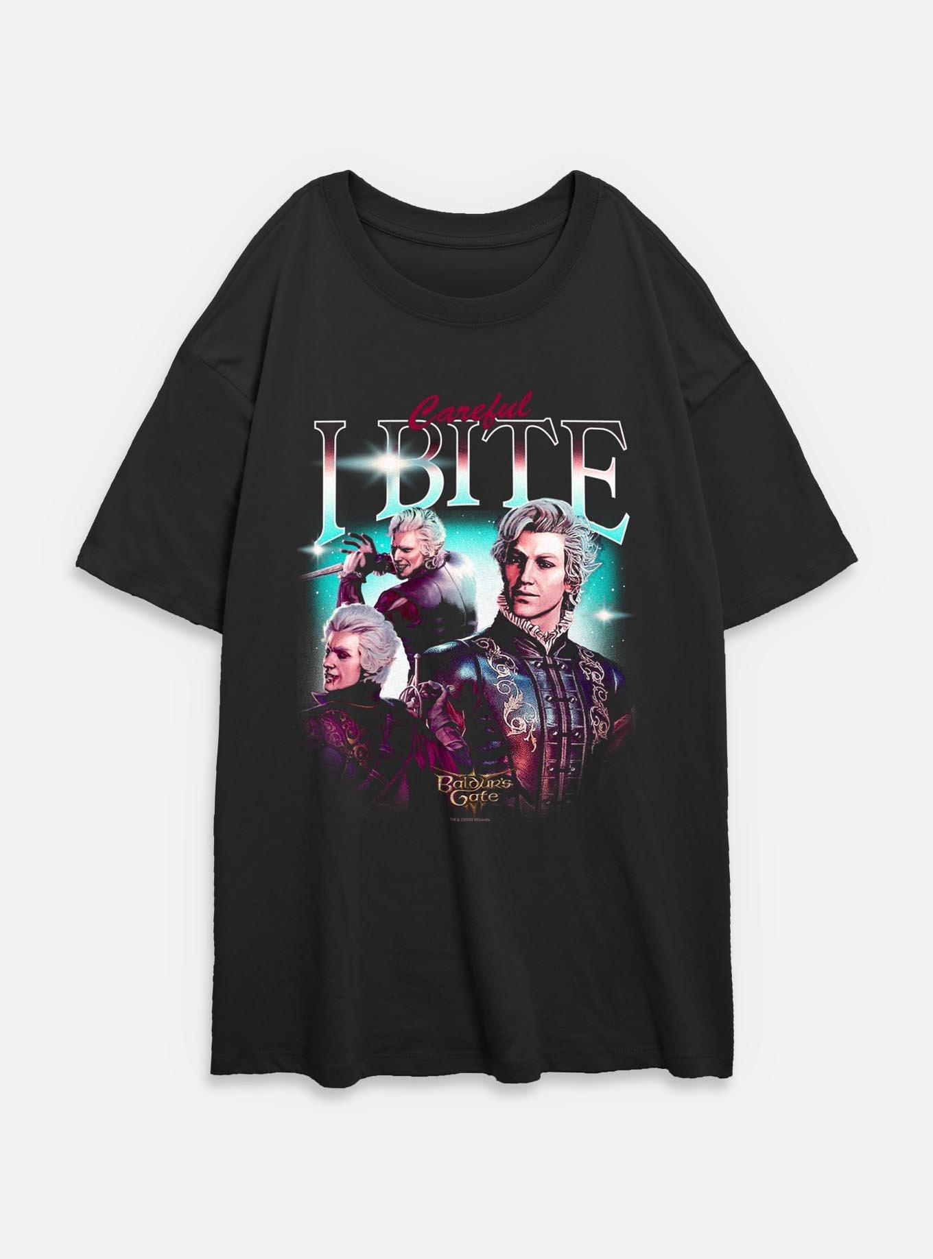 Dungeons & Dragons Astarion Careful I Bite Womens Oversized T-Shirt,New Products : American Fashion Style Bags On Sale