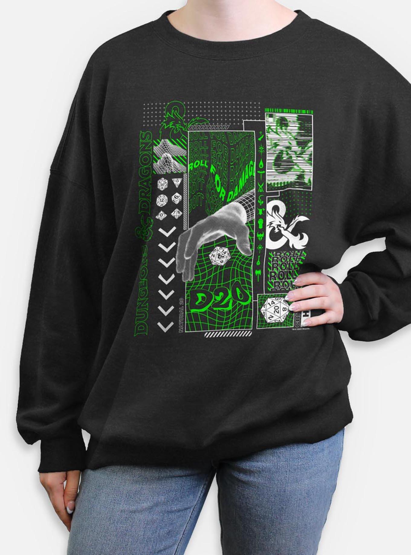 Dungeons & Dragons Trippy D20 Womens Oversized Sweatshirt, , hi-res