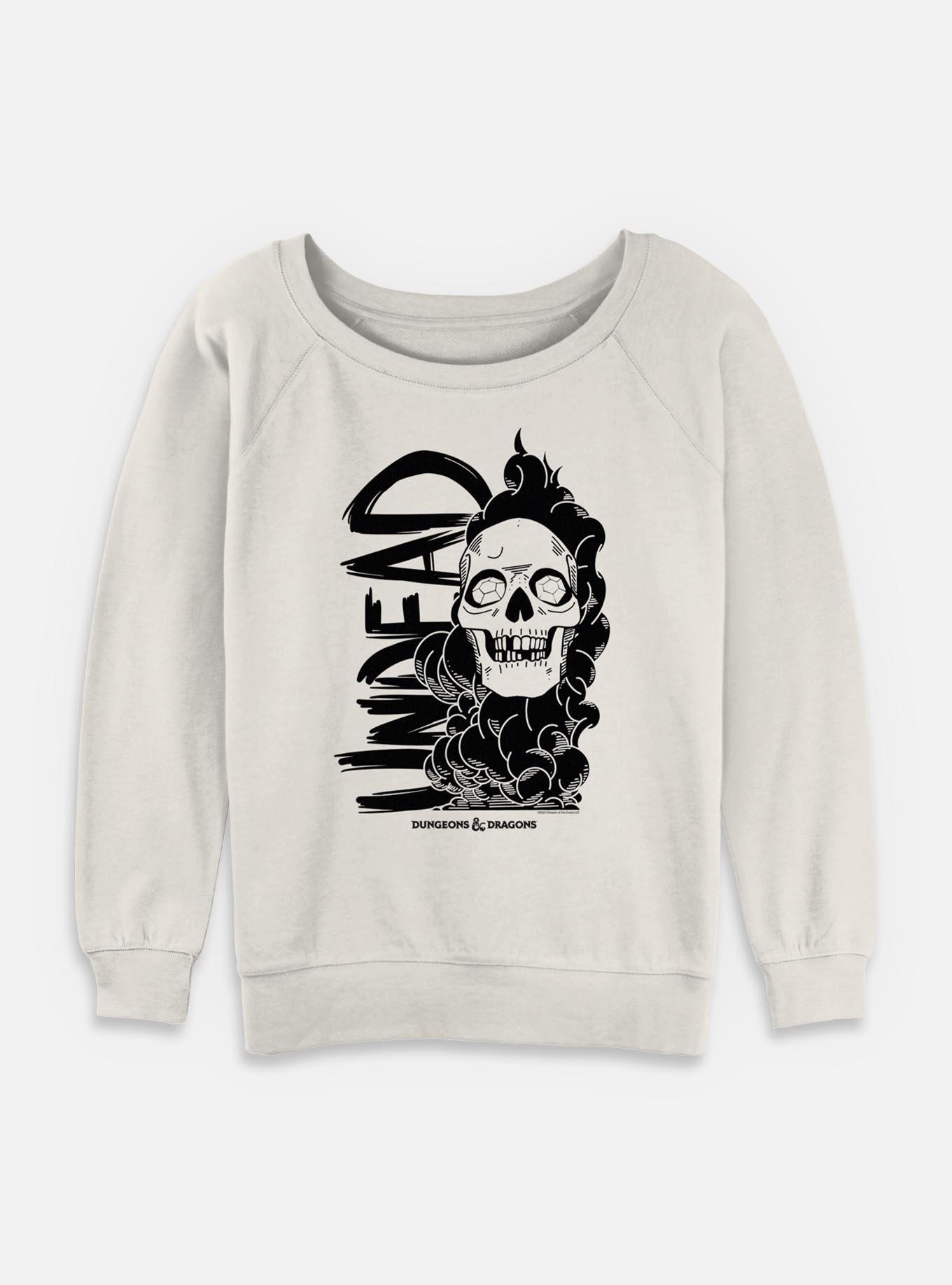 Dungeons & Dragons Undead Skull Womens Slouchy Sweatshirt, EGRET, hi-res