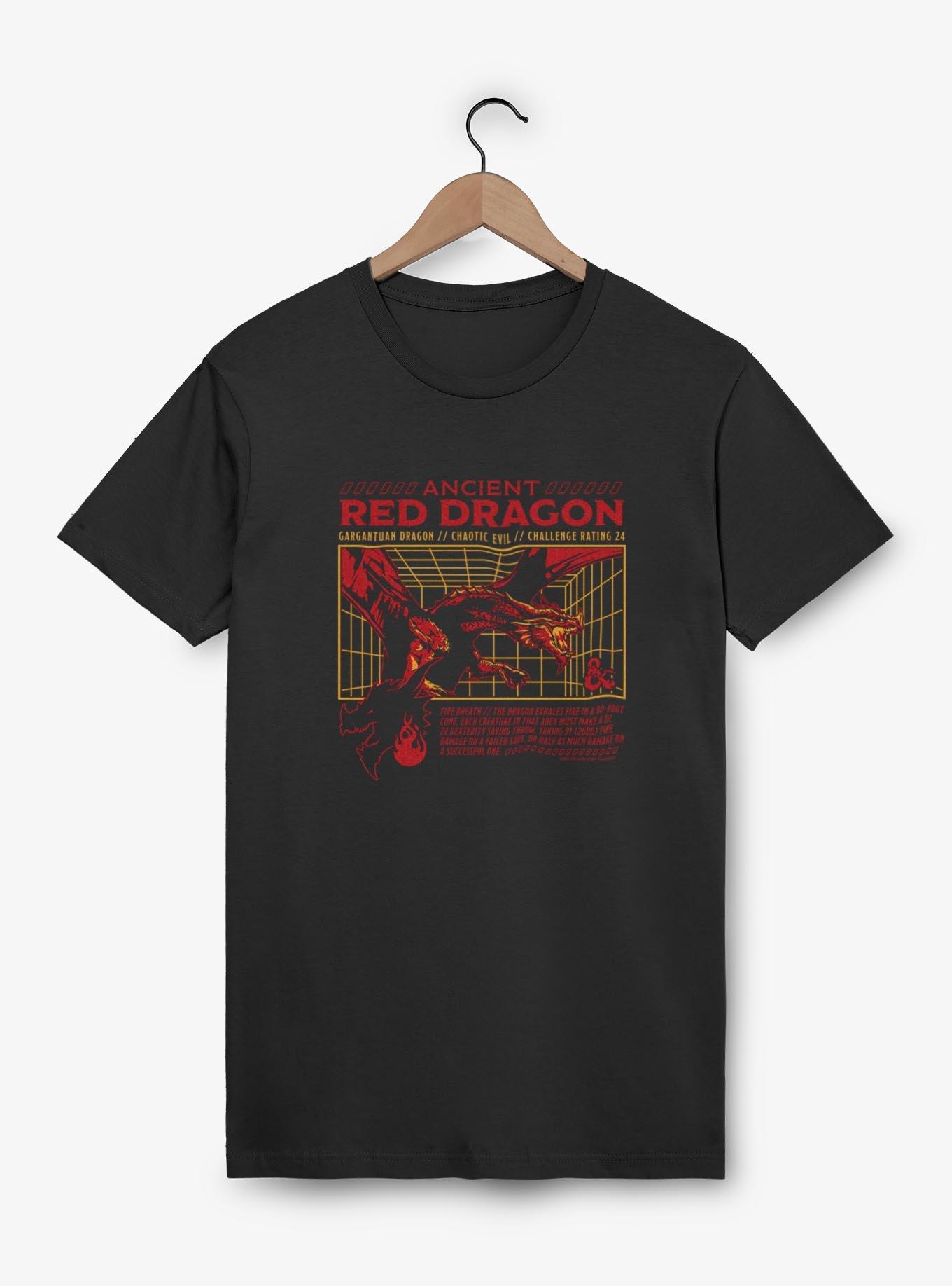 Dungeons & Dragons Ancient Red Dragon Stats T-Shirt, BLACK, hi-res