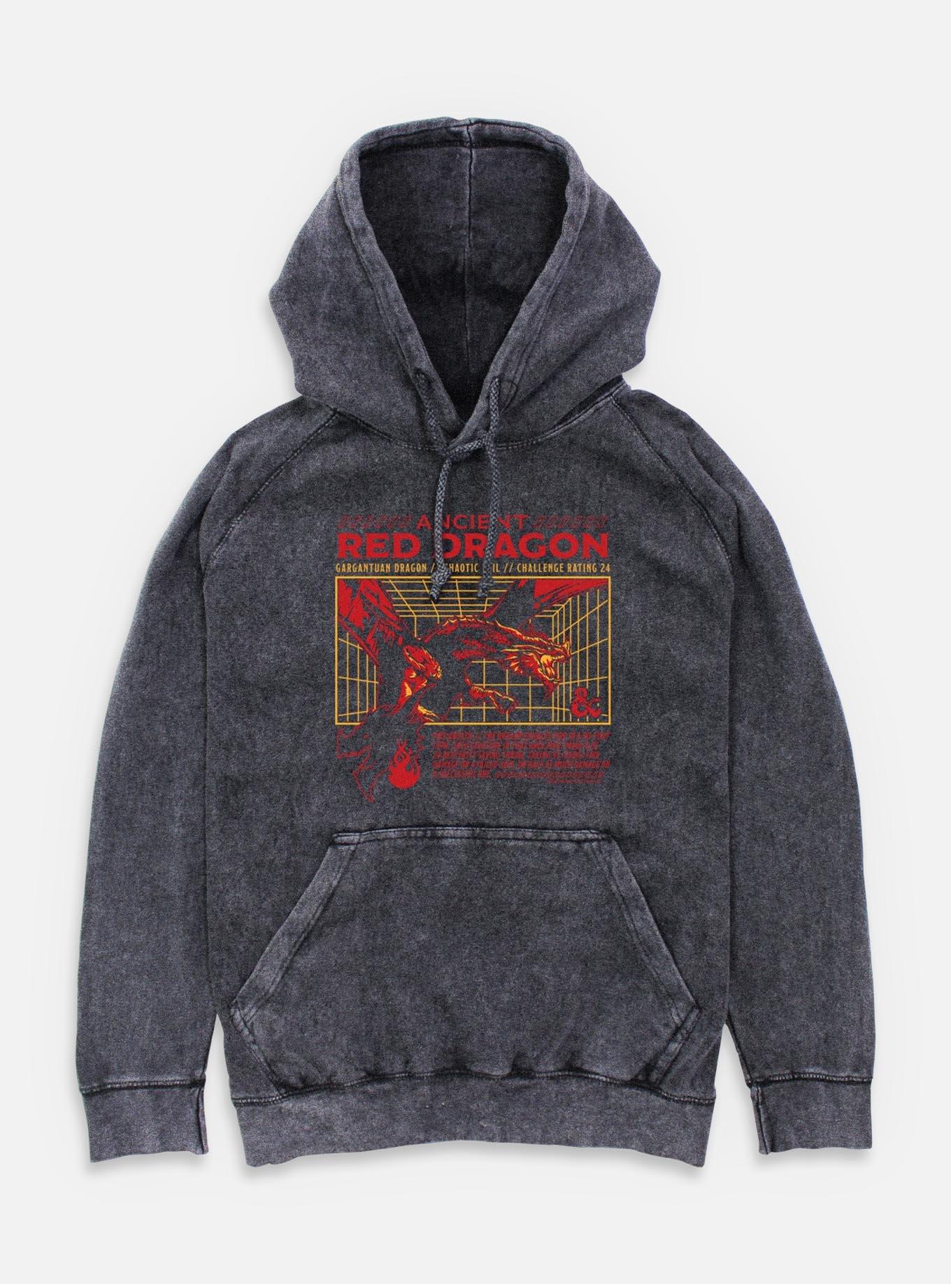 Dungeons & Dragons Ancient Red Dragon Stats Mineral Wash Hoodie, BLACK, hi-res