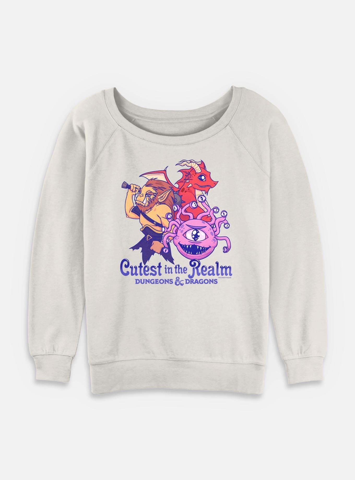 Dungeons & Dragons Cutest In The Realm Womens Slouchy Sweatshirt, EGRET, hi-res