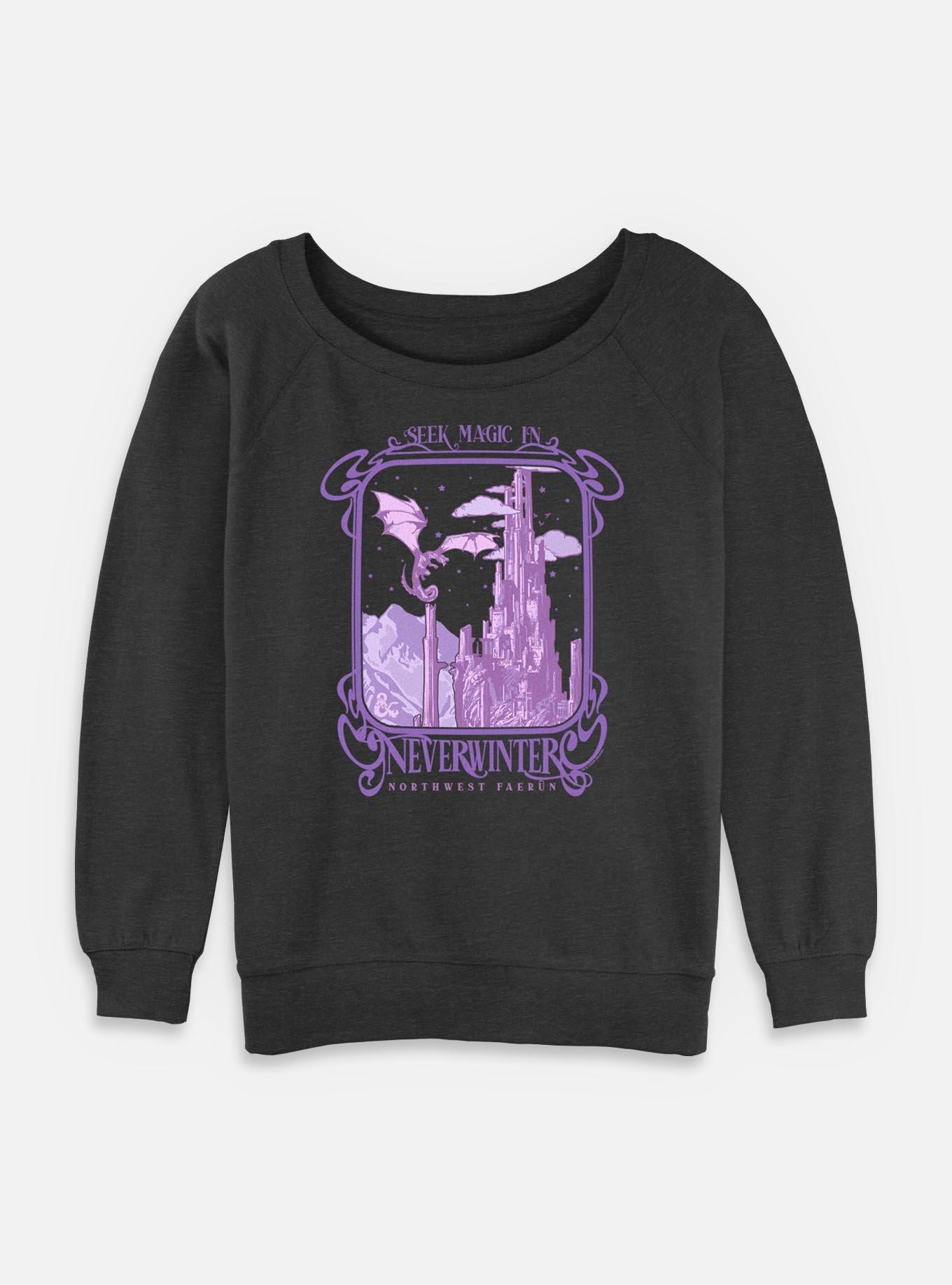 Dungeons & Dragons Seek Magic In Neverwinter Womens Slouchy Sweatshirt, BLACK, hi-res