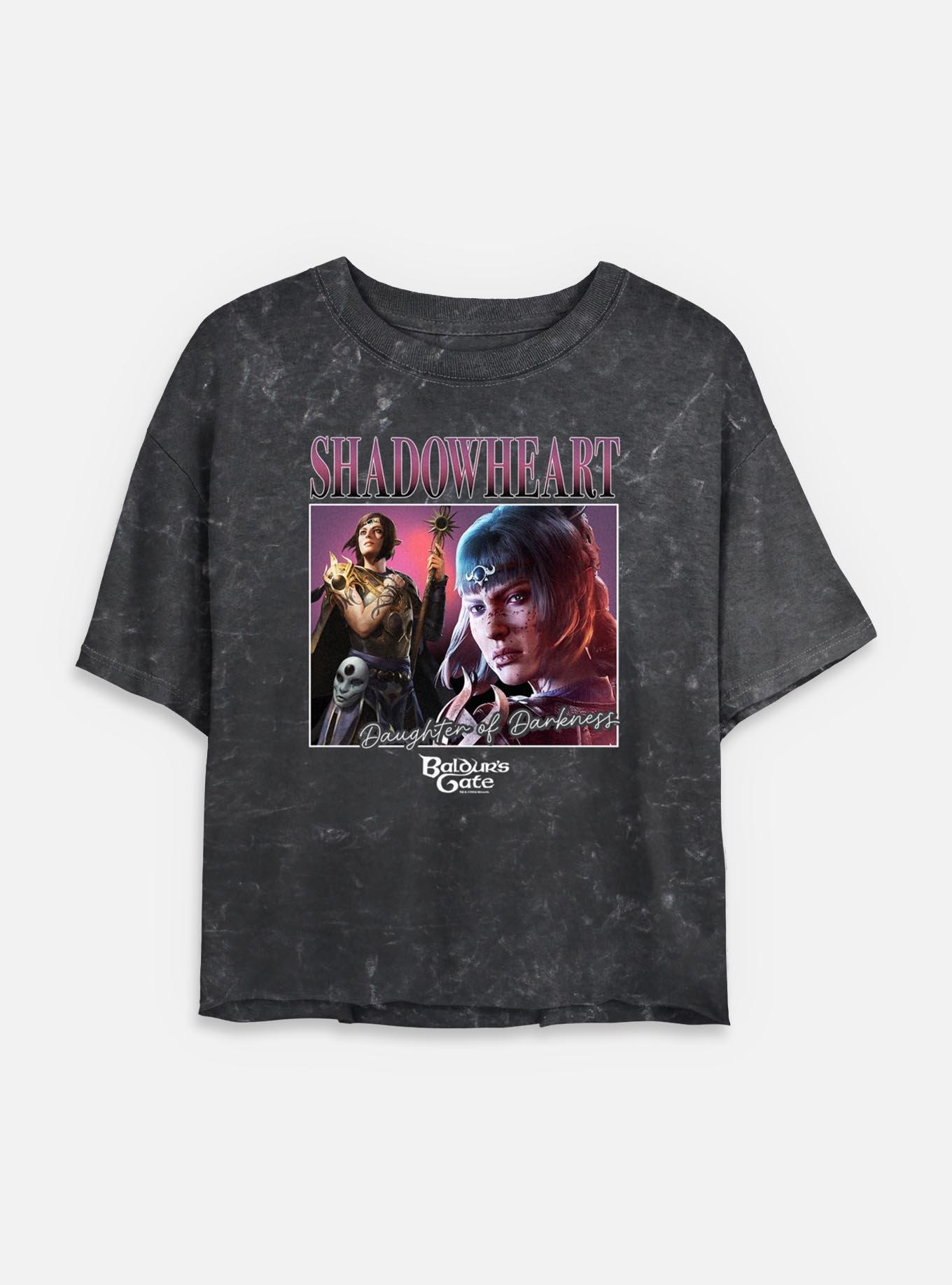 Dungeons & Dragons Shadowheart Darkness Protect Me Mineral Wash Womens Crop T-Shirt, BLACK, hi-res