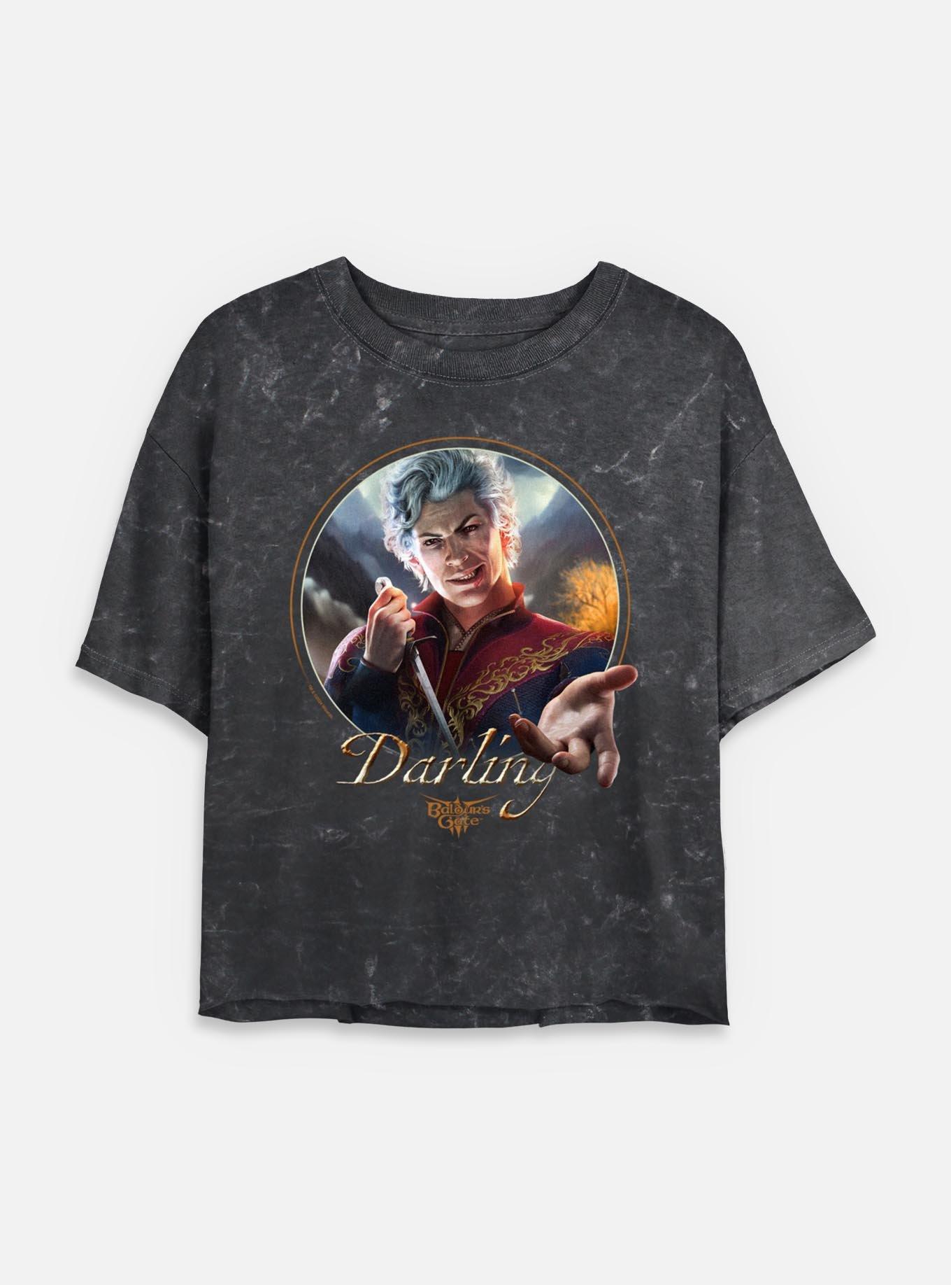 Dungeons & Dragons Astarion Darling  Mineral Wash Womens Crop T-Shirt, BLACK, hi-res