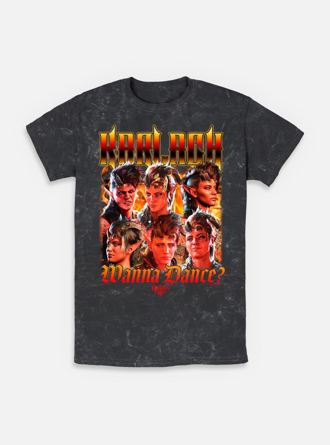 Dungeons & Dragons Karlach Wanna Dance Mineral Wash T-Shirt, BLACK, hi-res