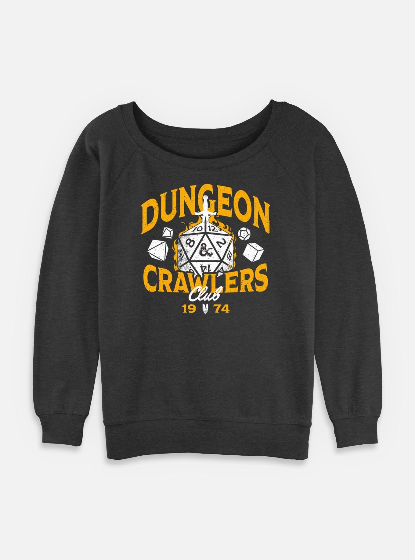 Dungeons & Dragons Dungeon Crawlers Club Womens Slouchy Sweatshirt, CHAR HTR, hi-res