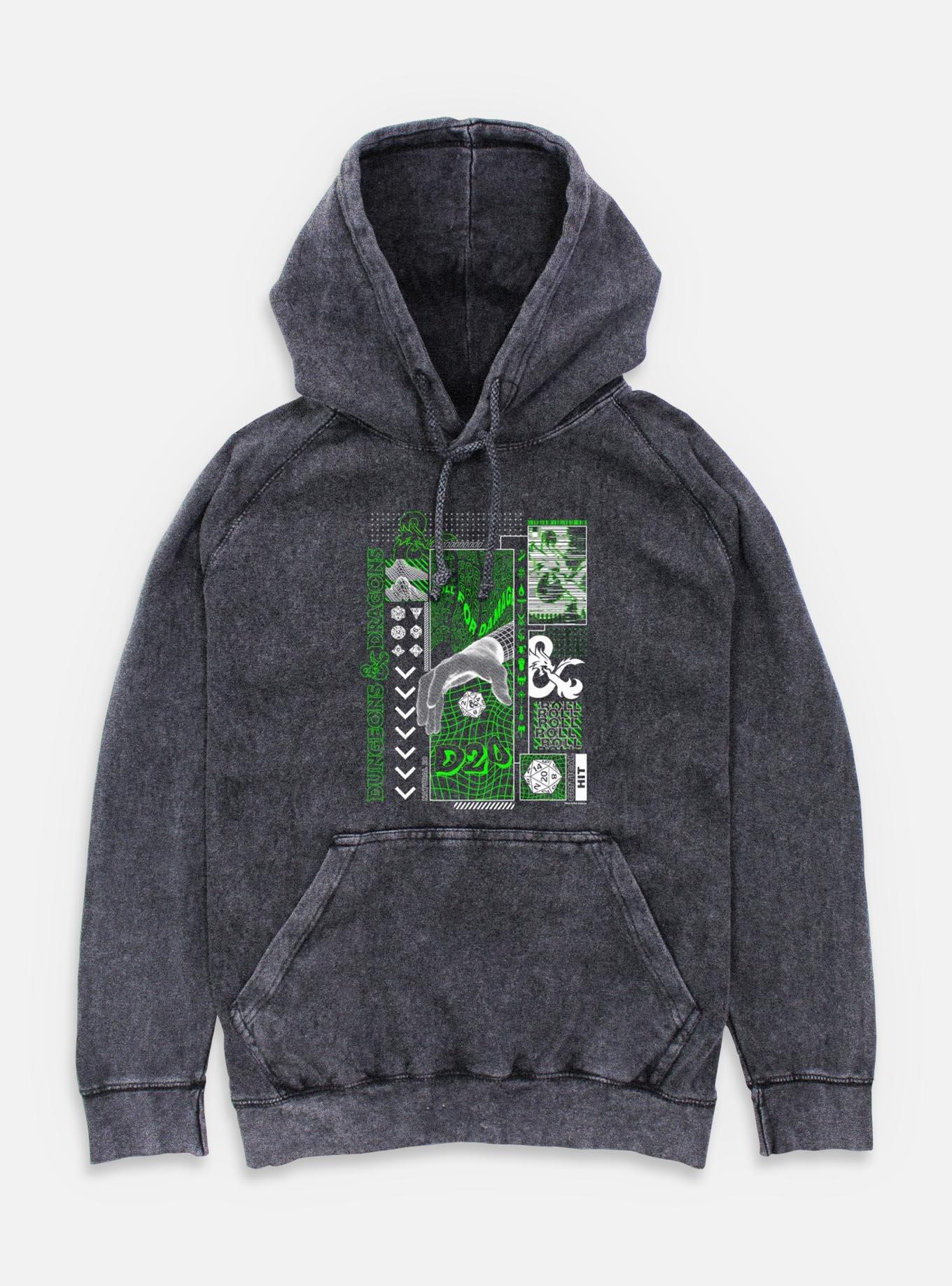 Dungeons & Dragons Trippy D20 Mineral Wash Hoodie, BLACK, hi-res