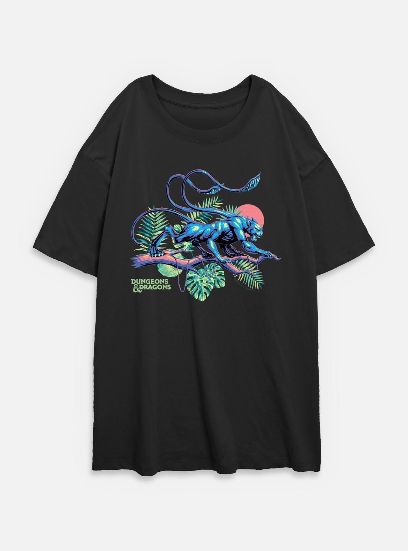 Dungeons & Dragons Displacer Beast Island Vibes Womens Oversized T-Shirt, BLACK, hi-res