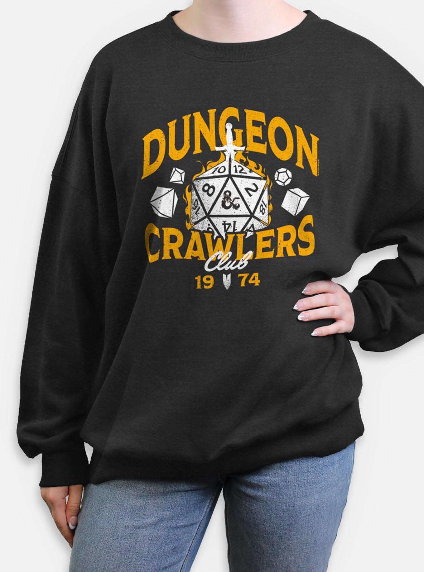Dungeons & Dragons Dungeon Crawlers Club Womens Oversized Sweatshirt, CHAR HTR, hi-res