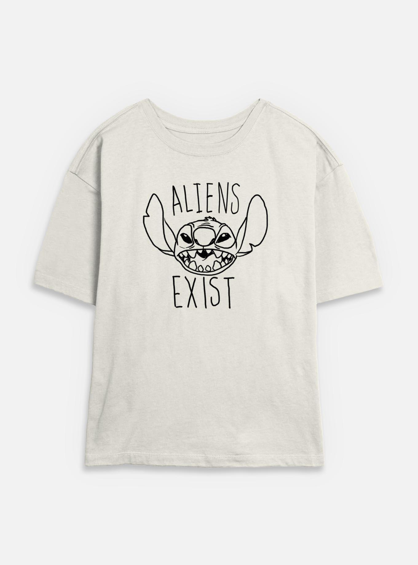 Disney Lilo & Stitch Aliens Exist Womens Skimmer T-Shirt, EGRET, hi-res