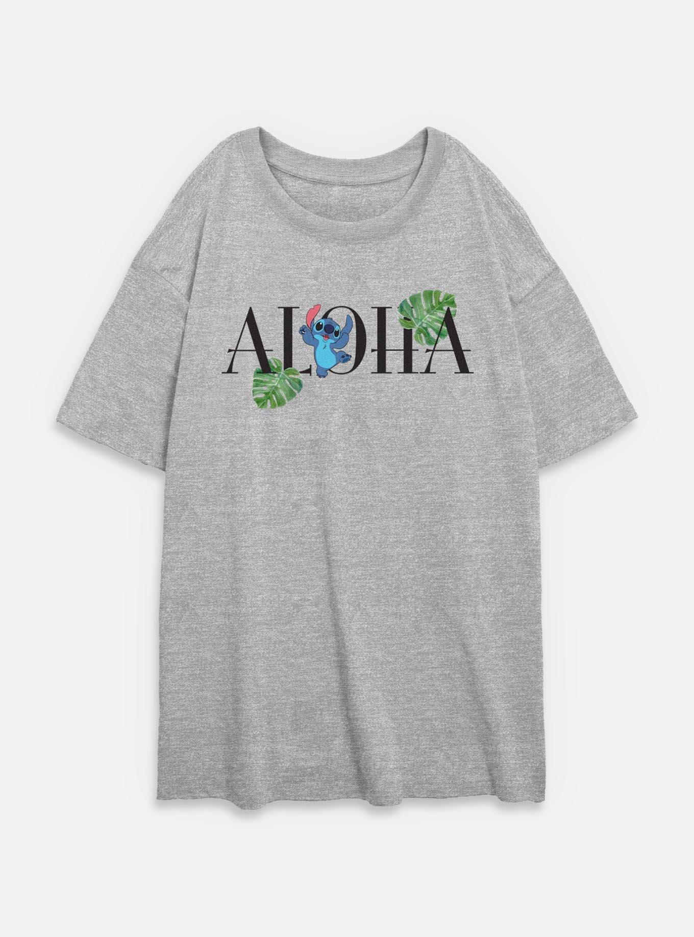 Disney Lilo & Stitch Aloha Leaves Womens Oversized T-Shirt, , hi-res