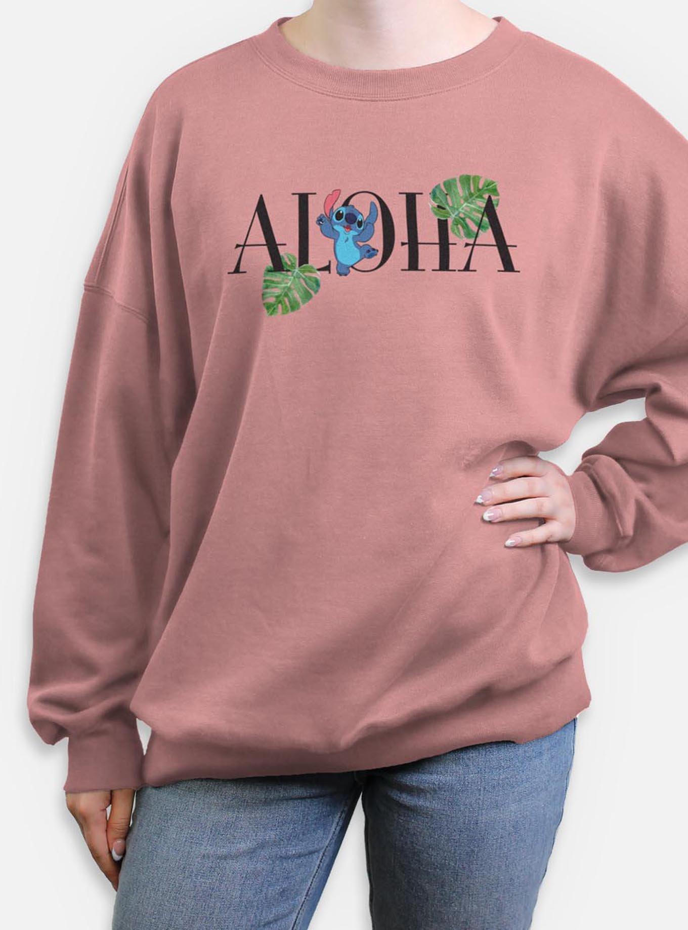 Disney Lilo & Stitch Aloha Leaves Womens Oversized Sweatshirt, , hi-res
