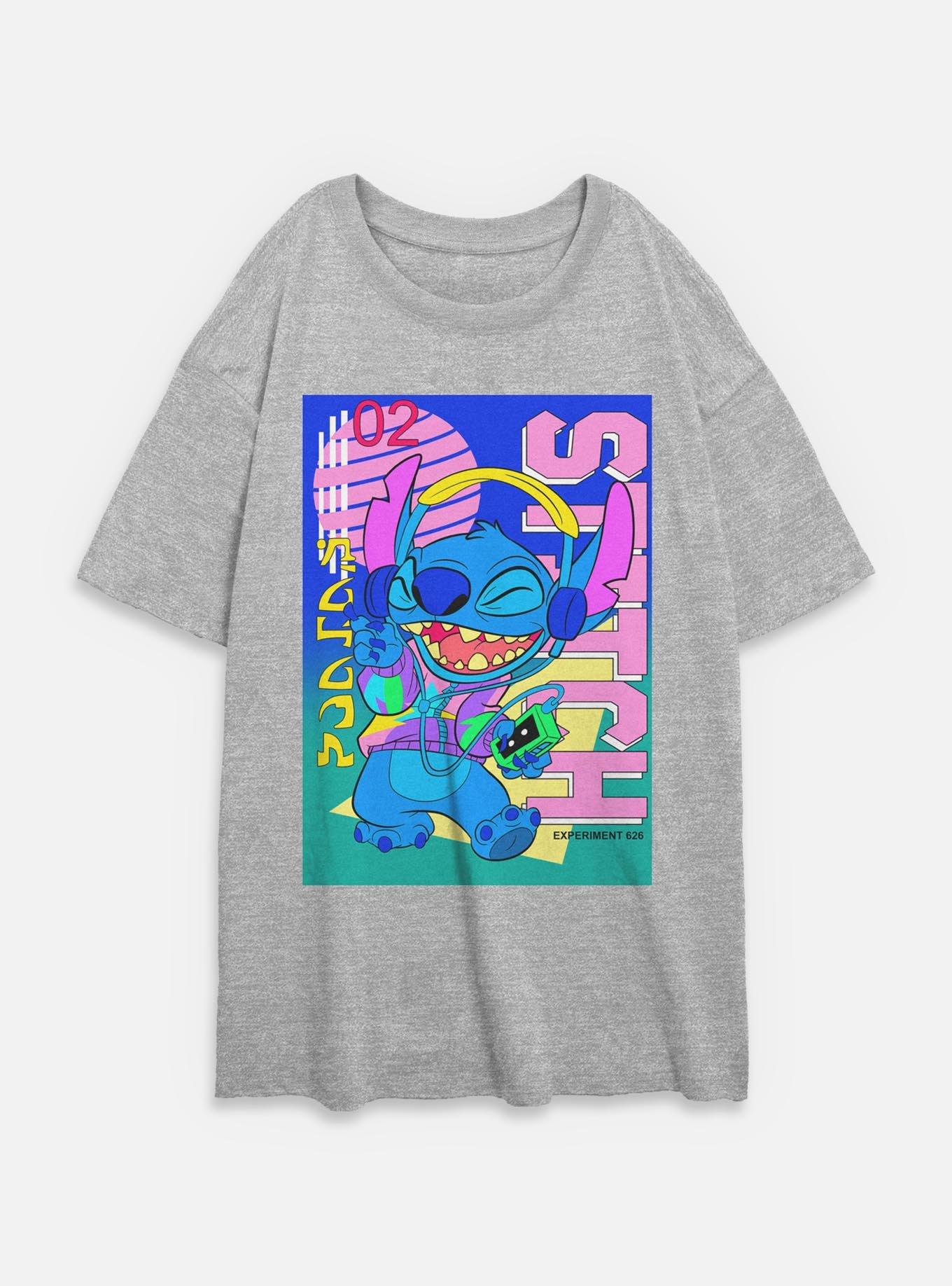 Disney Lilo & Stitch Retro Groovy Stitch Womens Oversized T-Shirt, , hi-res