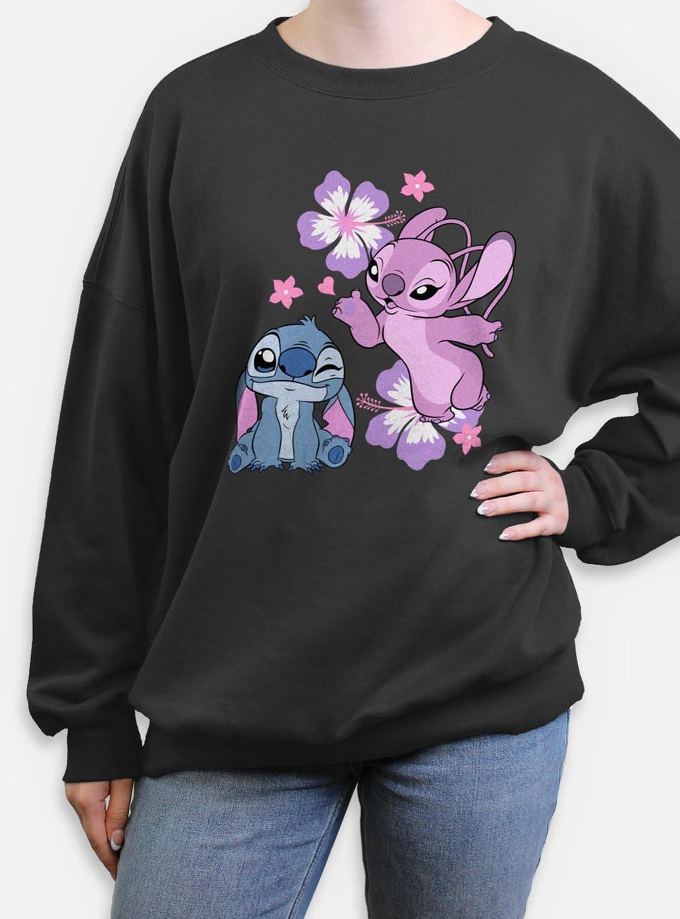 Disney Lilo & Stitch Angel Stitch Hibiscus Womens Oversized Sweatshirt, , hi-res