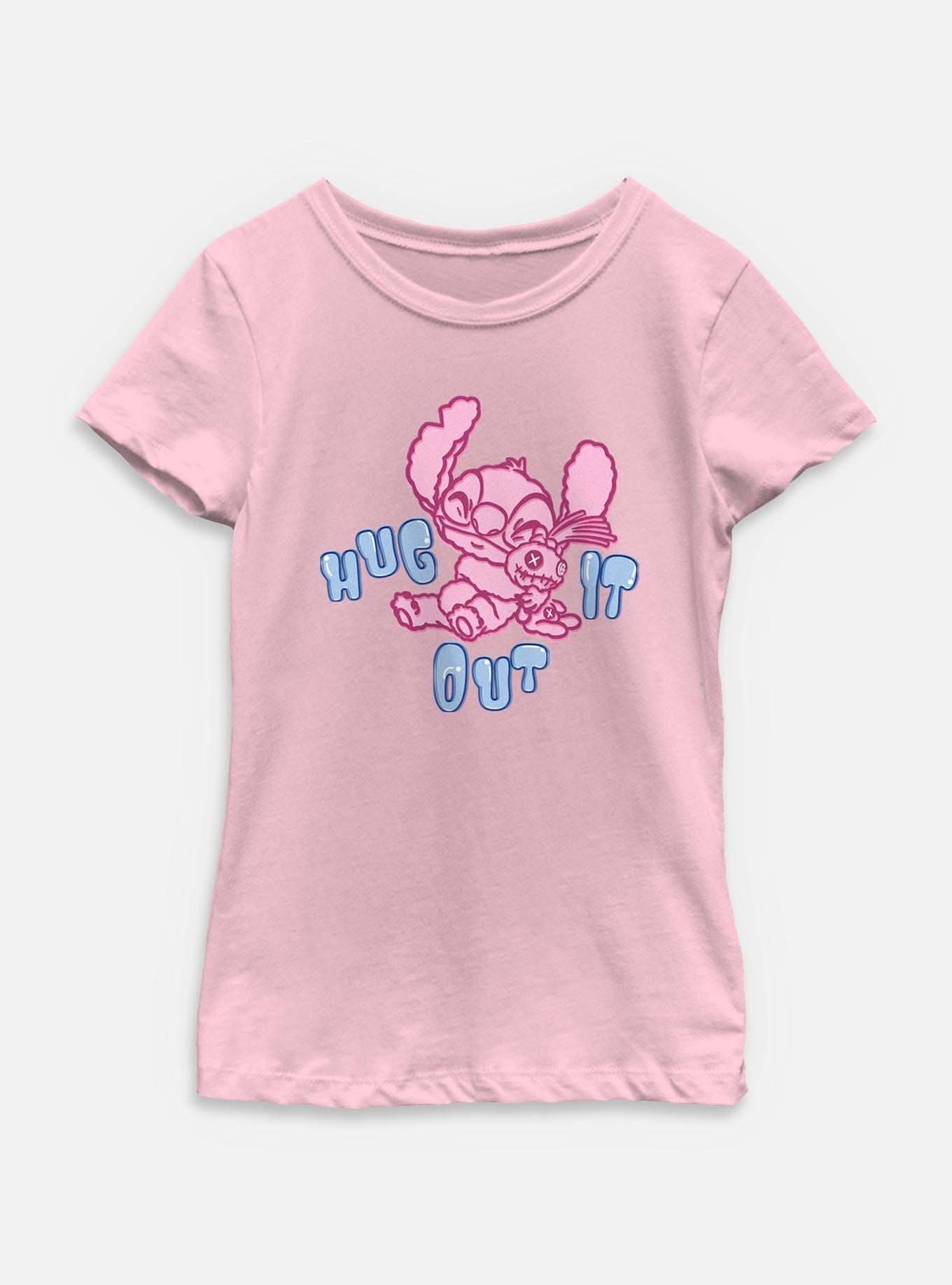 Disney Lilo & Stitch Hug It Out Youth Girls T-Shirt, PINK, hi-res