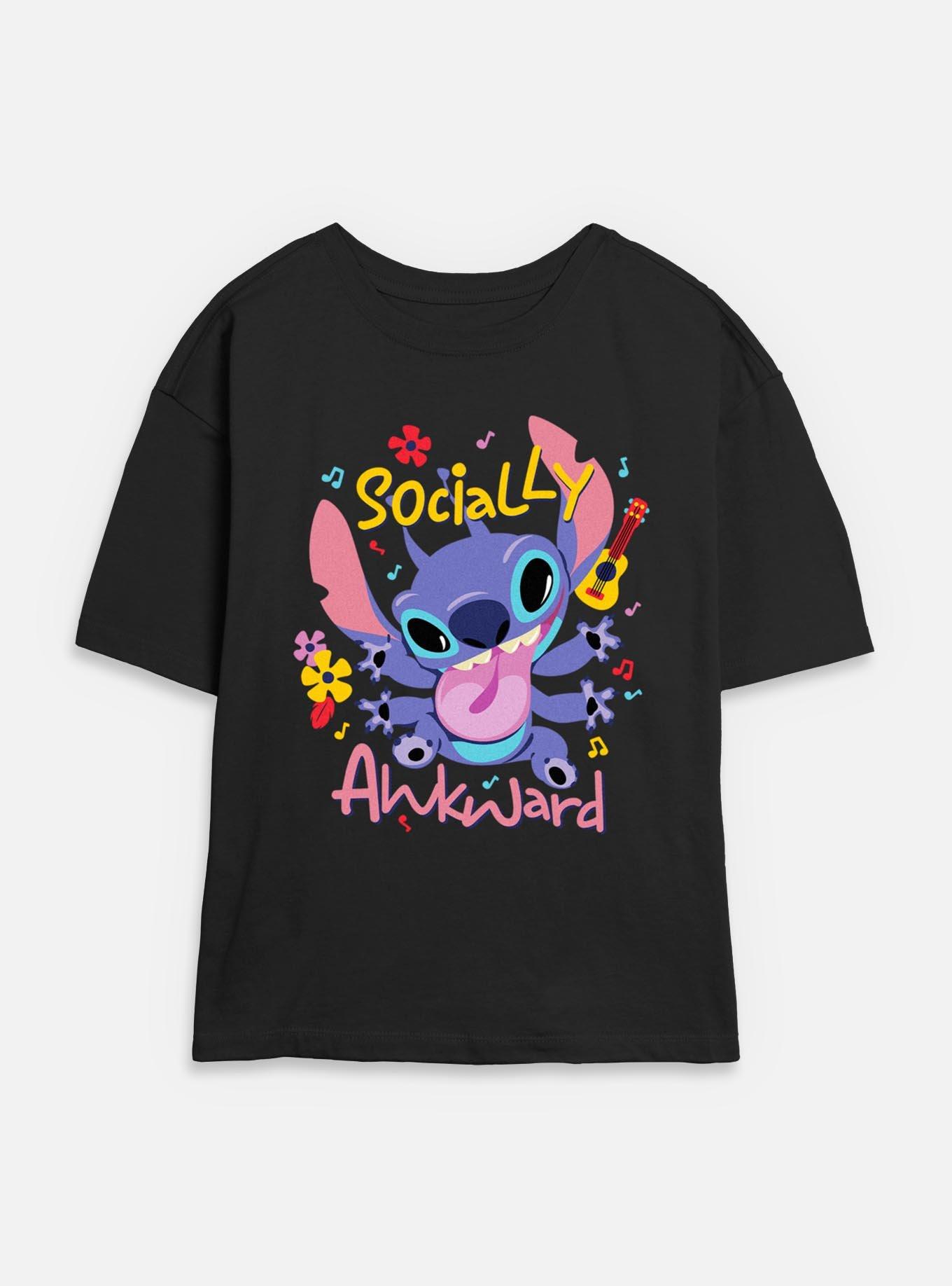 Disney Lilo & Stitch Socially Awkward Womens Skimmer T-Shirt,New Products : American Fashion Style Bags On Sale