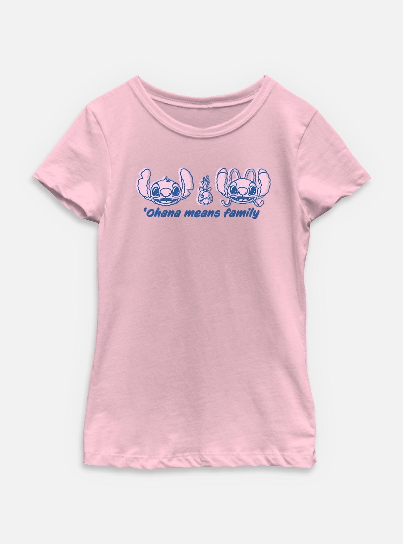 Disney Lilo & Stitch Ohana Means Family Quote Youth Girls T-Shirt, PINK, hi-res