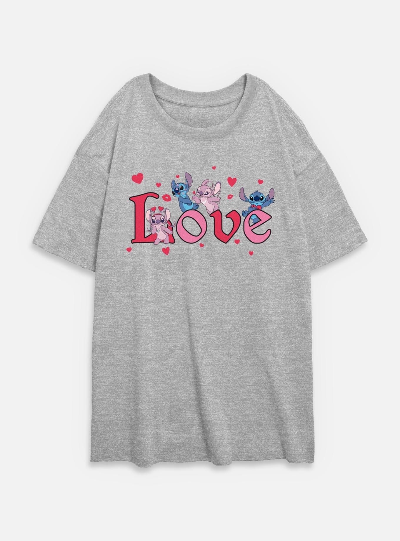 Disney Lilo & Stitch Angel Stitch In Love Womens Oversized T-Shirt, , hi-res
