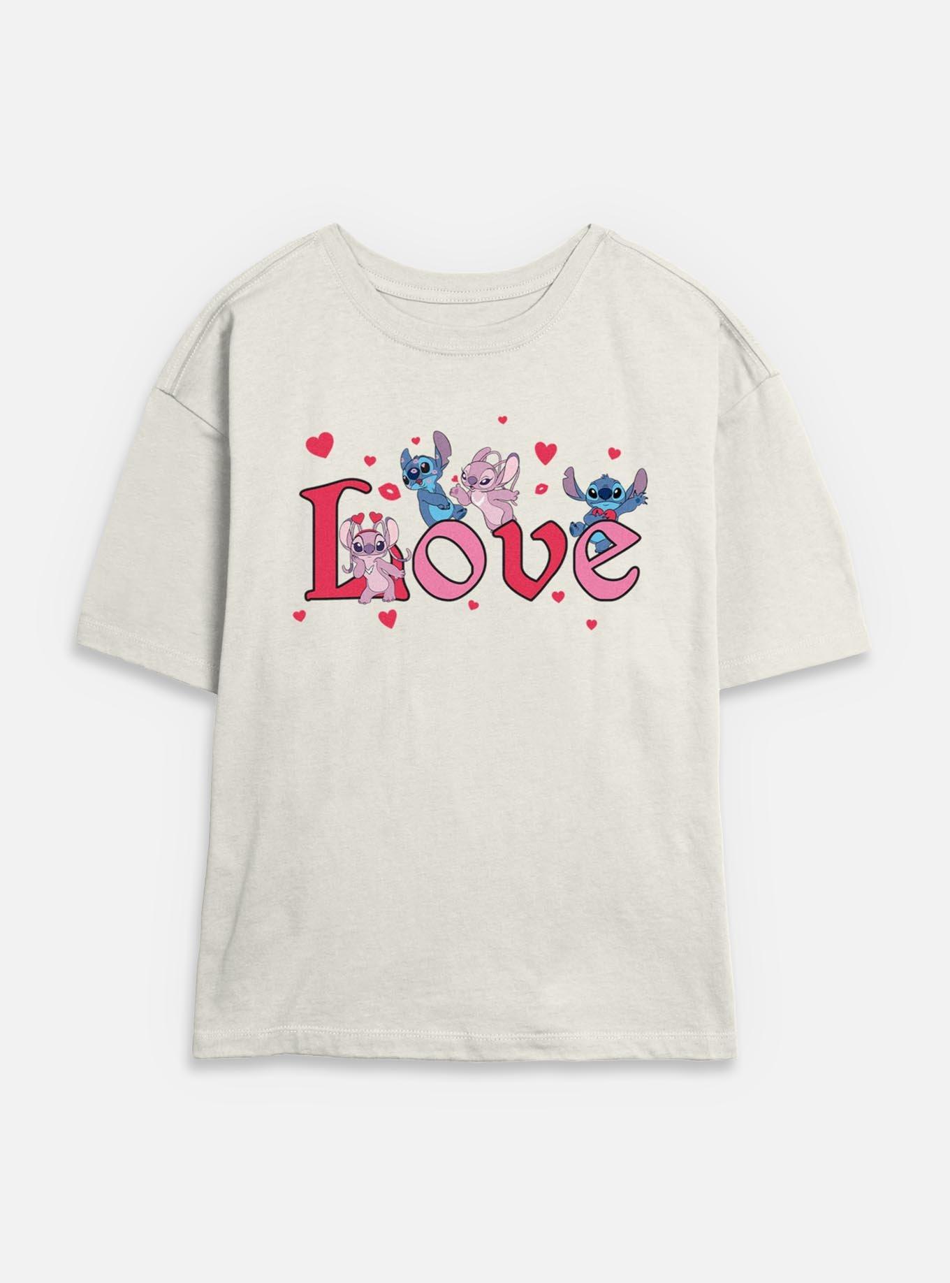 Disney Lilo & Stitch Angel Stitch In Love Womens Skimmer T-Shirt, EGRET, hi-res