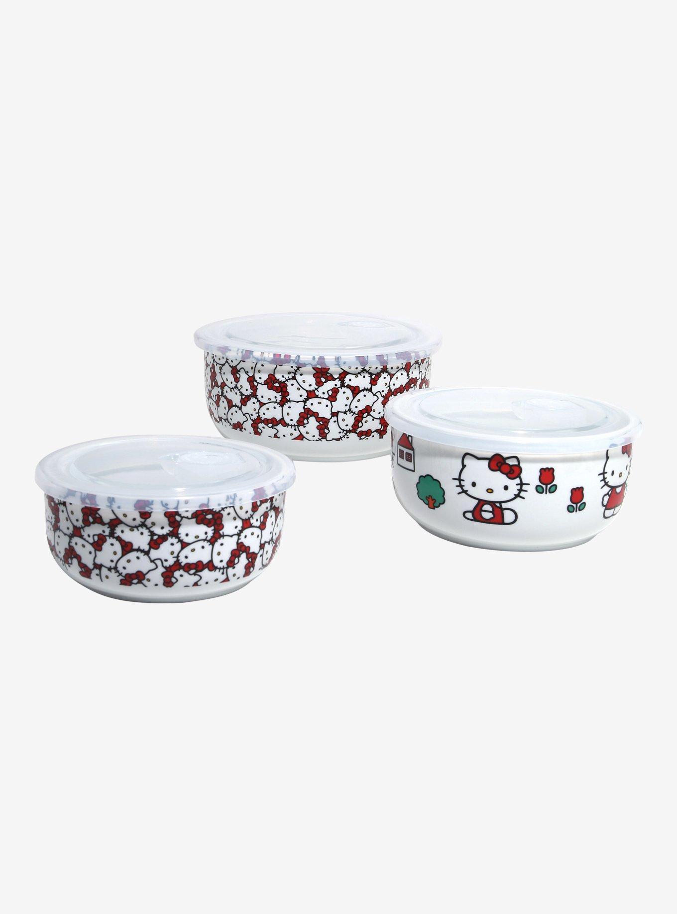 Hello Kitty Flowers Lidded Bowl Set, , hi-res