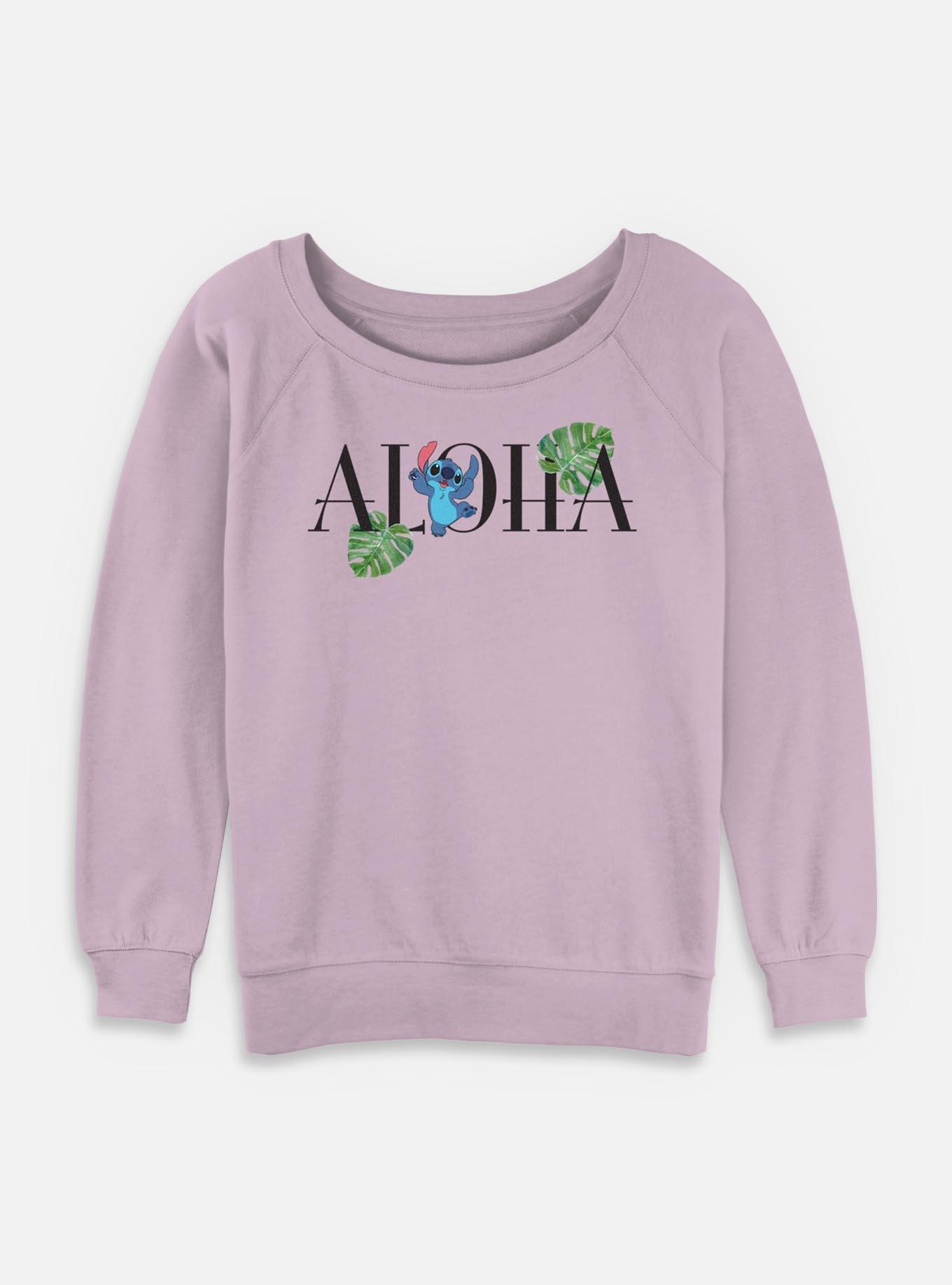 Disney Lilo & Stitch Aloha Leaves Womens Slouchy Sweatshirt, , hi-res