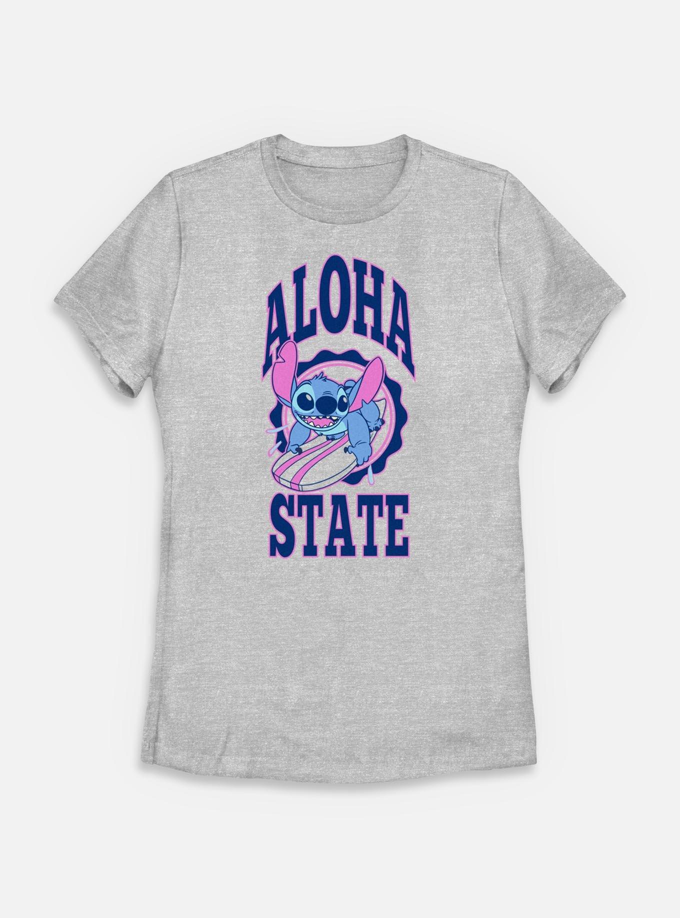 Disney Lilo & Stitch Aloha State Surf Womens T-Shirt, ATH HTR, hi-res