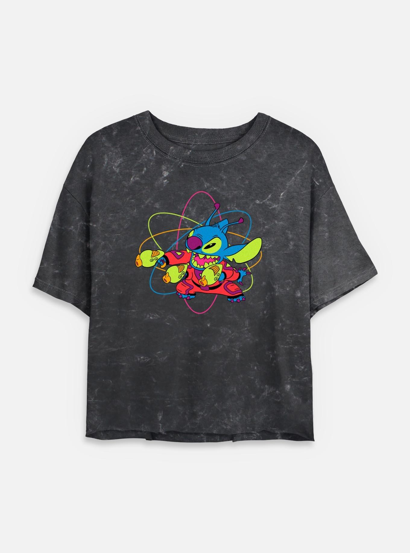 Disney Lilo & Stitch Blaster Sitch Womens Mineral Wash Crop T-Shirt, BLACK, hi-res